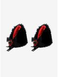 Black & Red Cat Ear Heart Hair Clips, , alternate