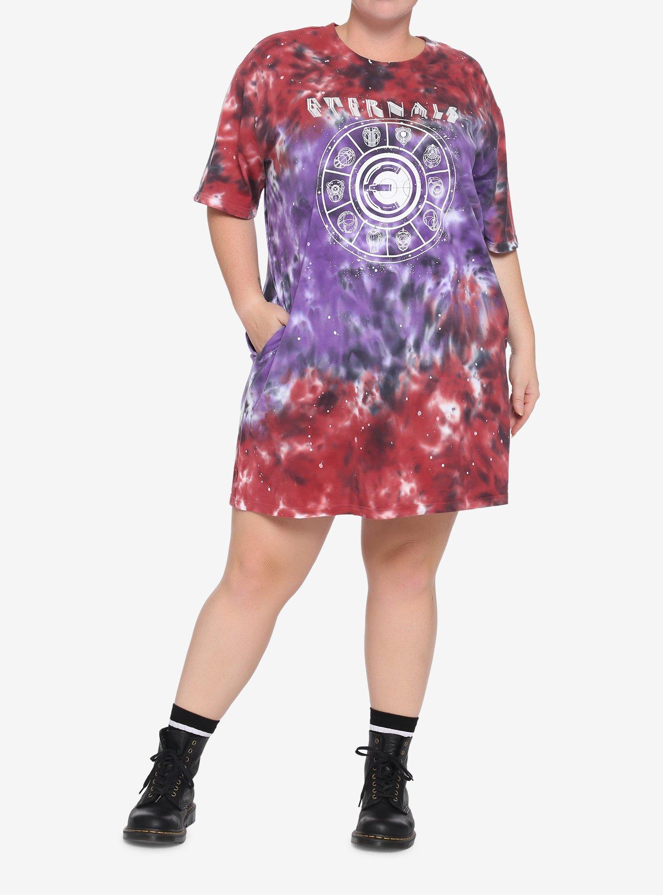 Her Universe Marvel Eternals Cosmic Tie-Dye T-Shirt Dress Plus Size, MULTI, alternate