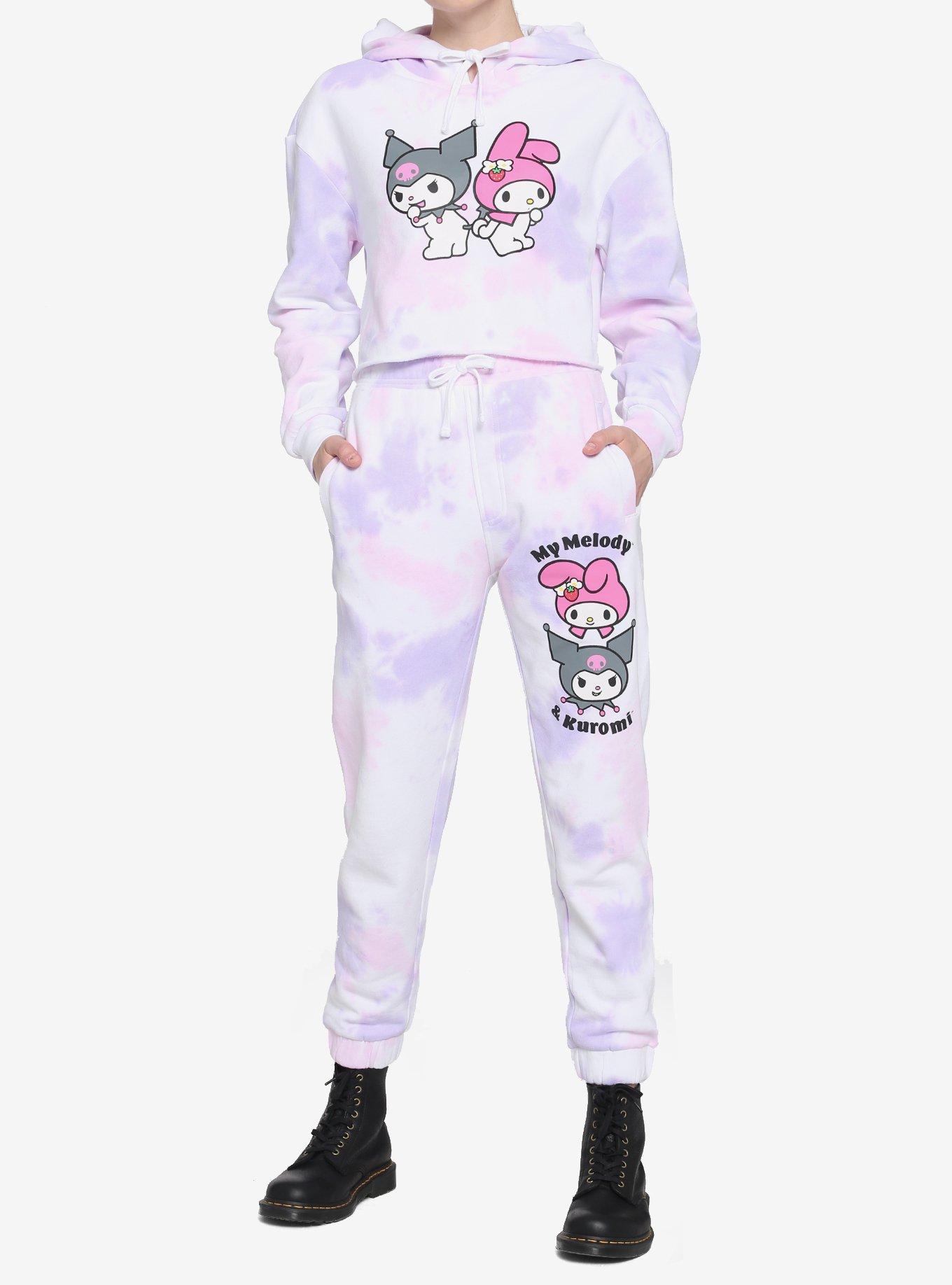 My Melody & Kuromi Pastel Wash Girls Crop Hoodie, MULTI, alternate