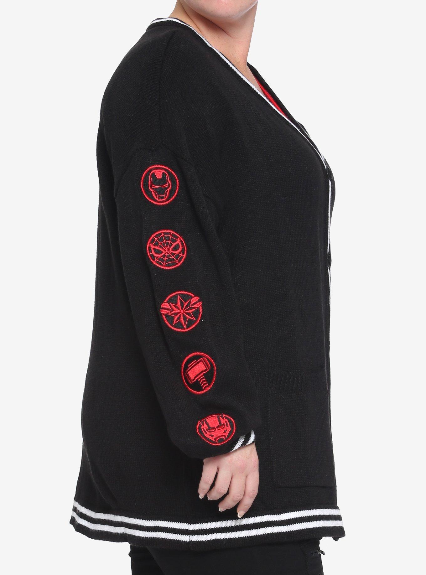Her Universe Marvel Avengers Symbols Embroidered Open Cardigan Plus Size Her Universe Exclusive, MULTI, alternate