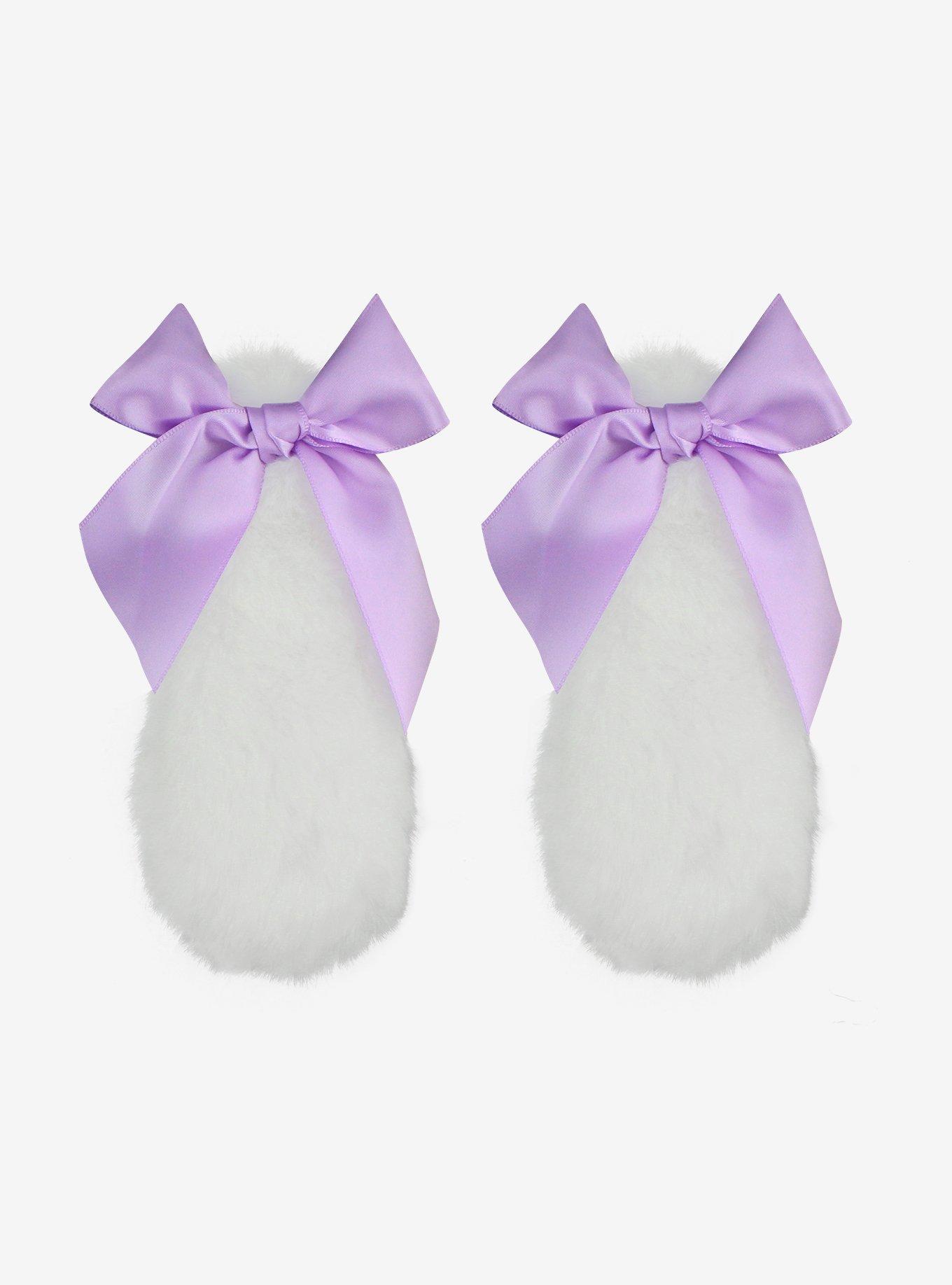 White & Lilac Puppy Ear Hair Clips, , alternate