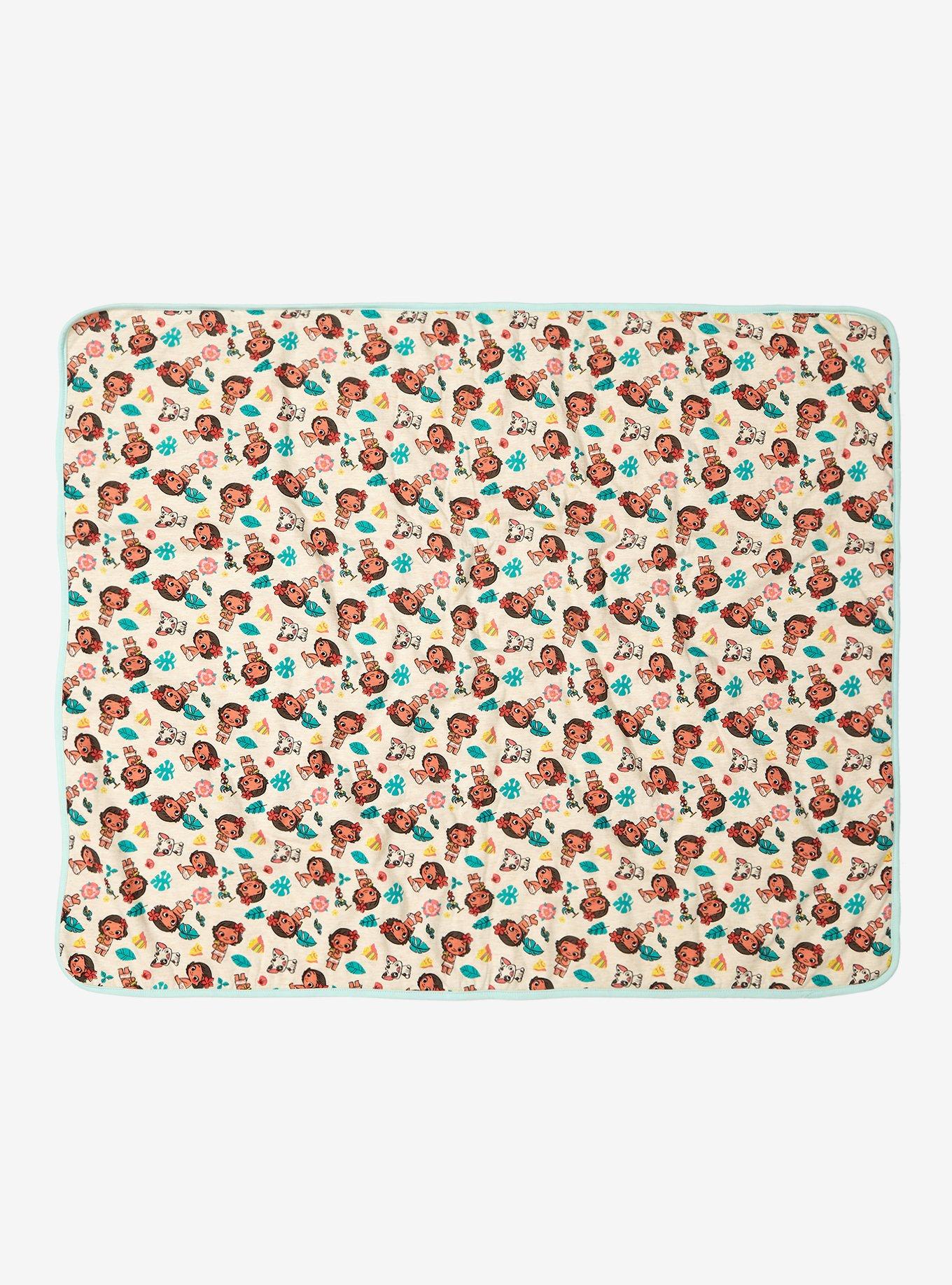 Disney Moana Tropical Icons Allover Print Baby Blanket - BoxLunch Exclusive, , alternate