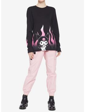Kuromi Pink Flames Girls Long-Sleeve T-Shirt, , hi-res