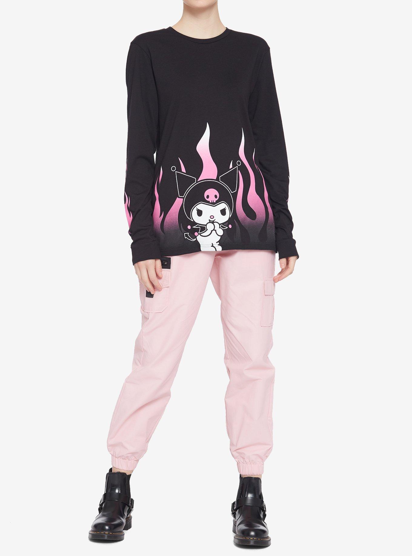 Kuromi Pink Flames Girls Long-Sleeve T-Shirt, MULTI, alternate