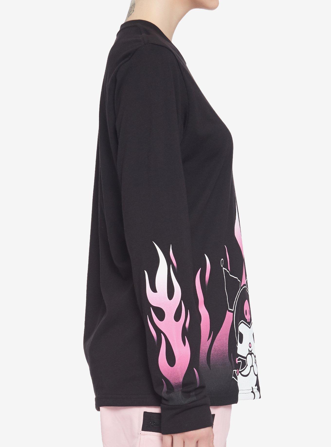 Kuromi Pink Flames Girls Long-Sleeve T-Shirt, MULTI, alternate