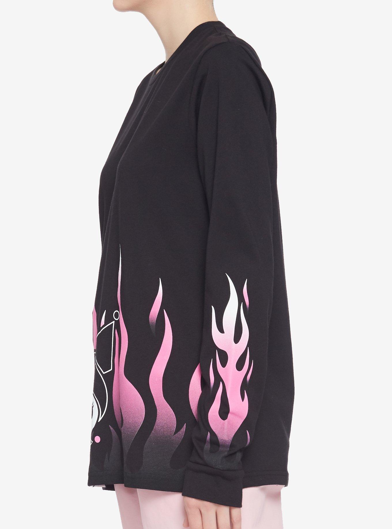 Kuromi Pink Flames Girls Long-Sleeve T-Shirt, MULTI, alternate