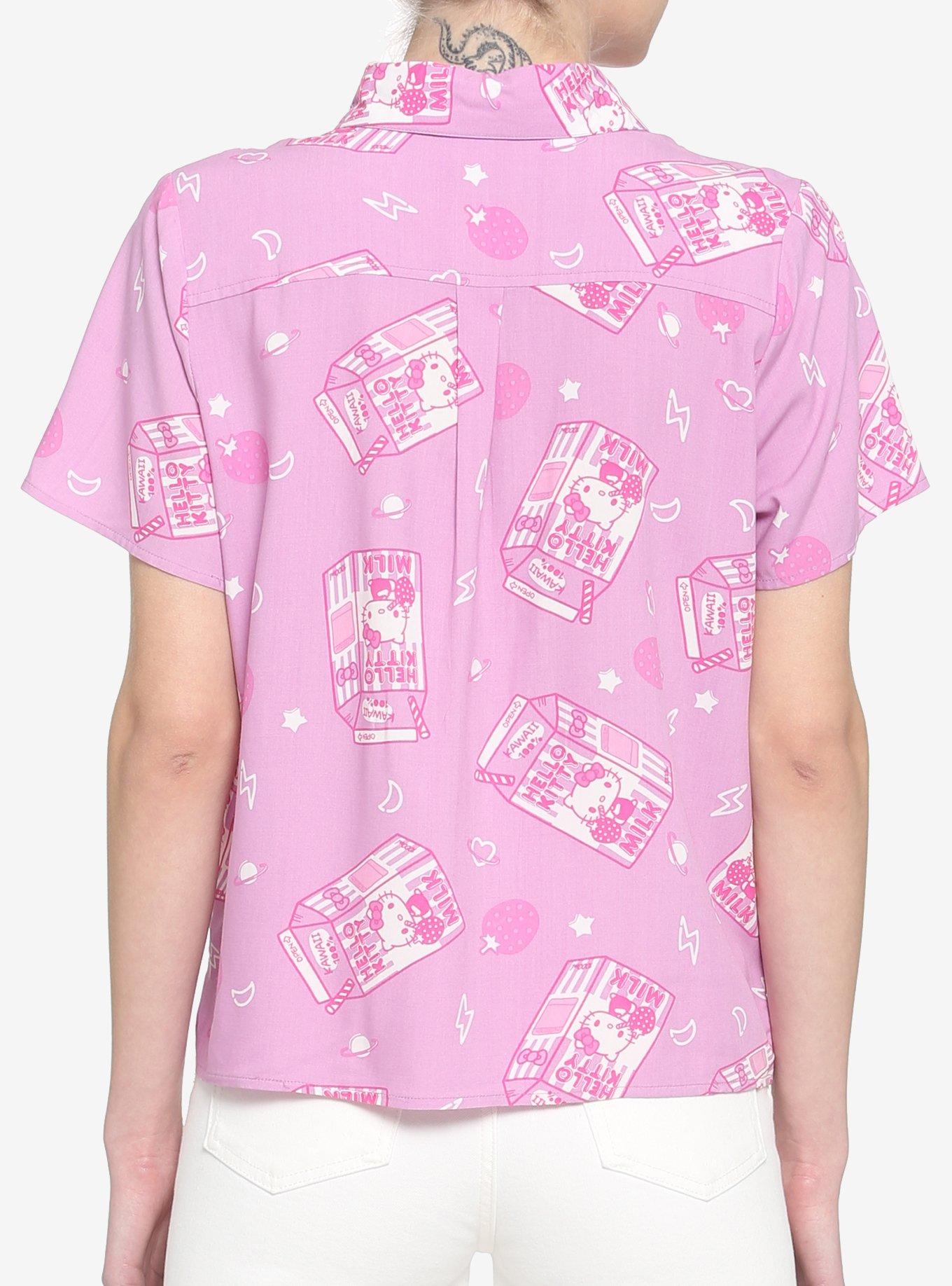 Hello Kitty Strawberry Milk Girls Woven Button-Up, MULTI, alternate