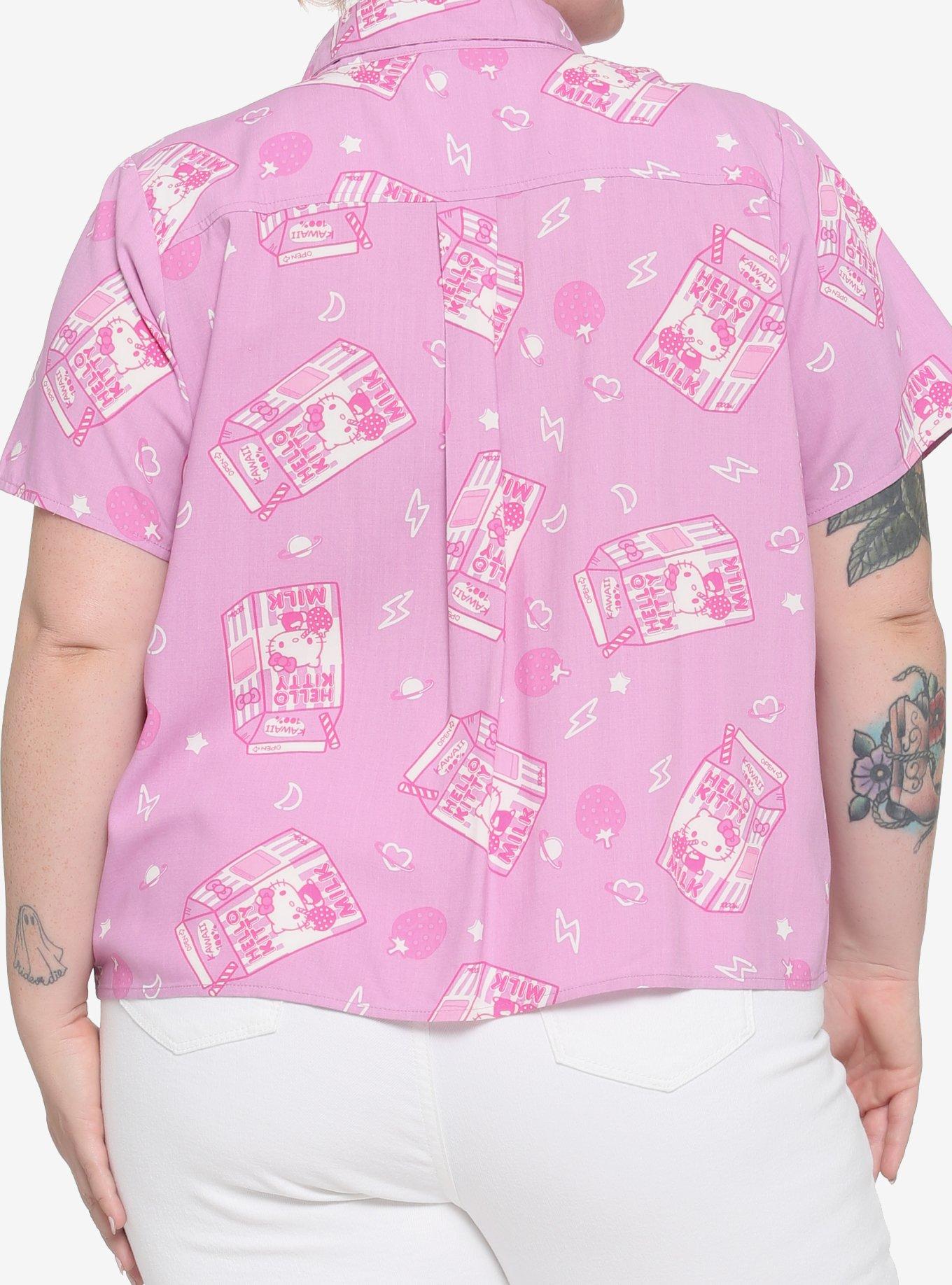 Hello Kitty Strawberry Milk Girls Woven Button-Up Plus Size, MULTI, alternate
