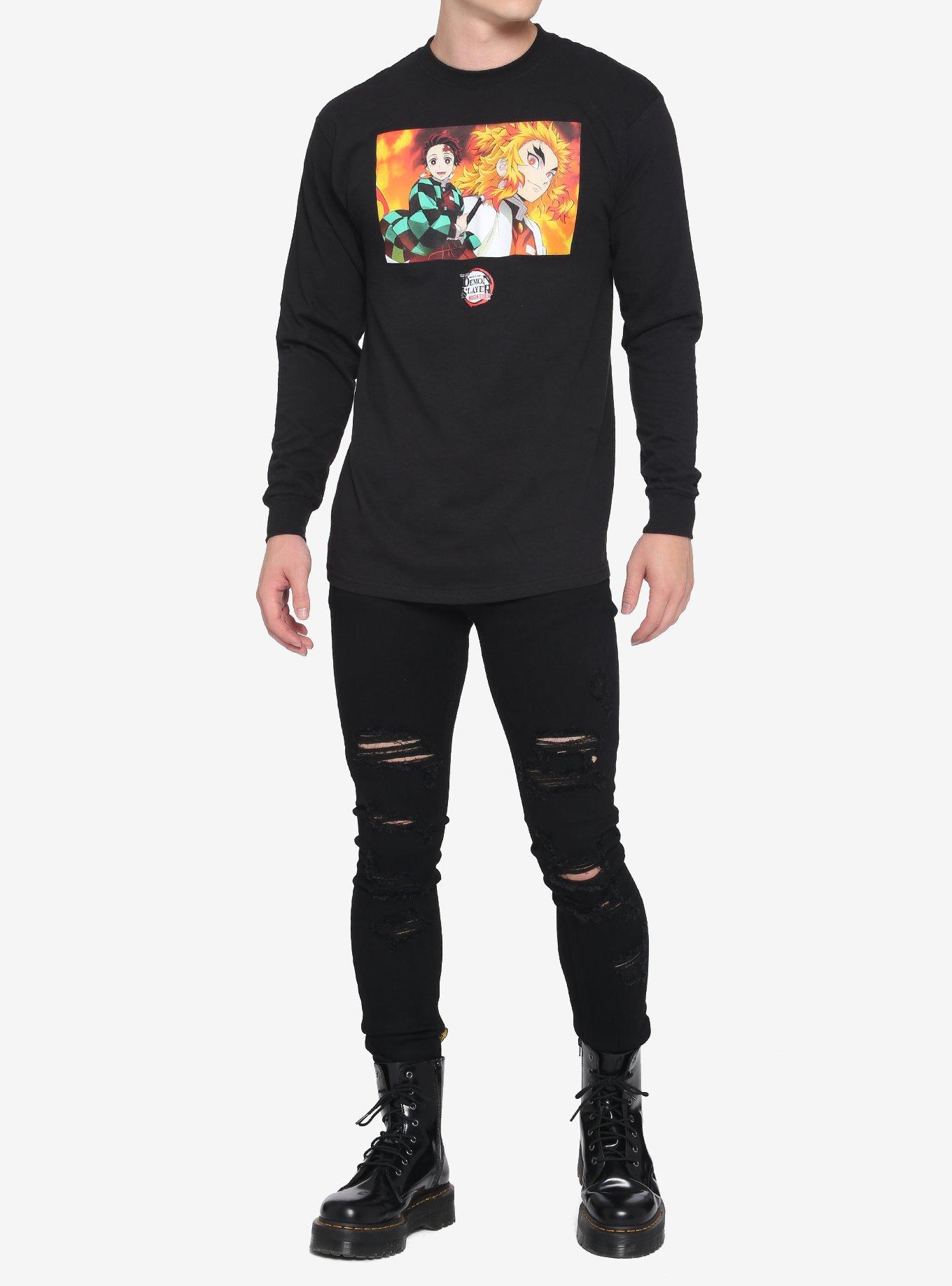 Demon Slayer: Kimetsu No Yaiba The Movie: Mugen Train Tanjiro & Rengoku Long-Sleeve T-Shirt, BLACK, alternate