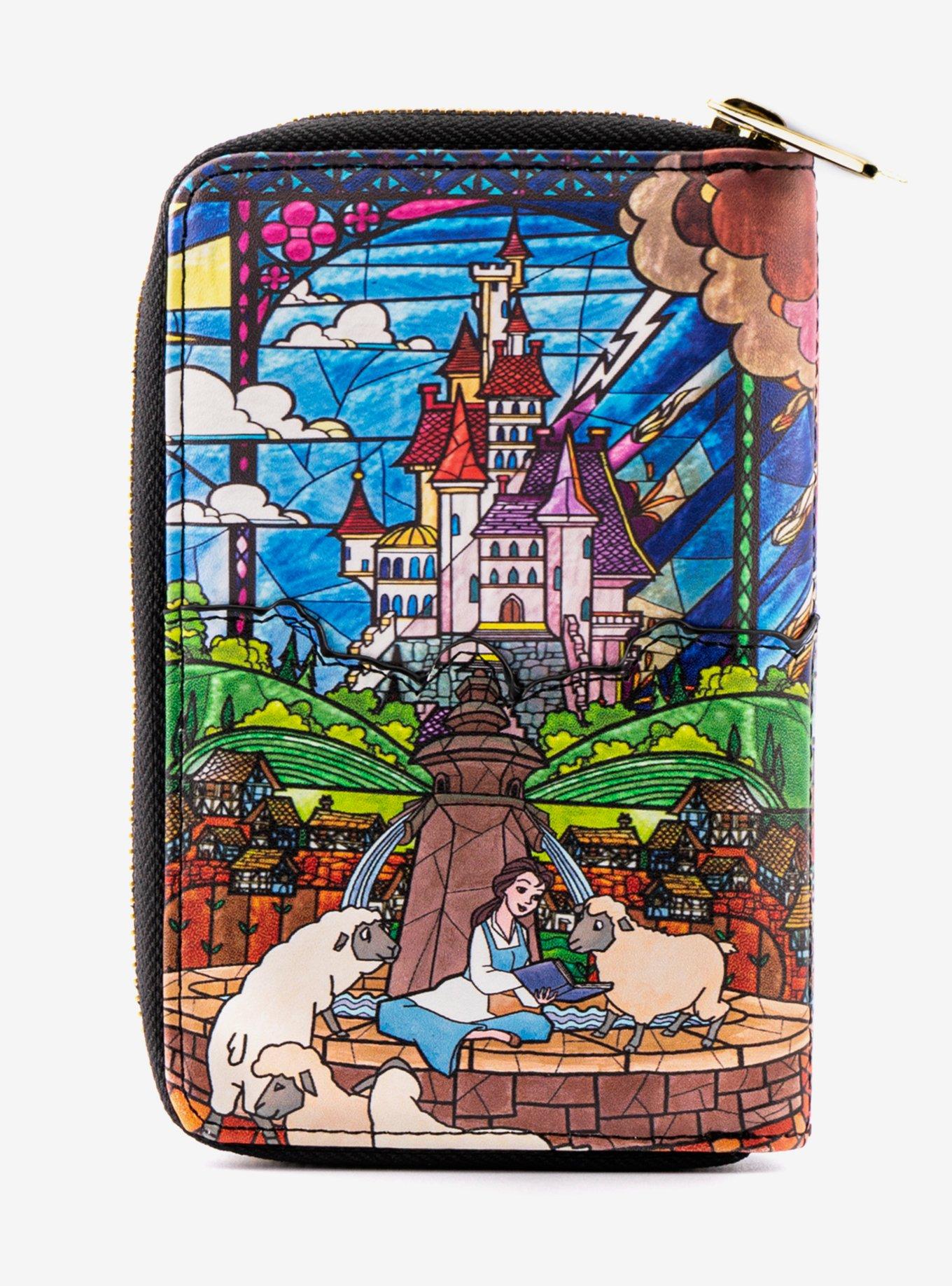 Loungefly Disney Beauty And The Beast Stained Glass Zip Wallet, , alternate