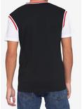 Contrasting Ribbed Twofer V-Neck T-Shirt, BLACK  RED, alternate