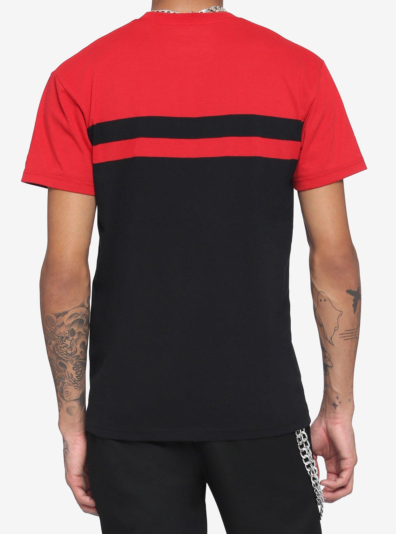 Red & Black Stripe Color-Block T-Shirt, BLACK  RED, alternate