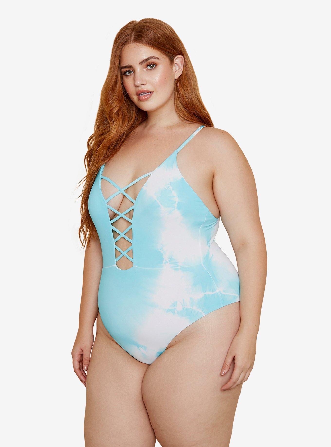 Dippin' Daisy's Bliss Swimsuit Crystal Tie Dye Plus Size, BLUE, alternate
