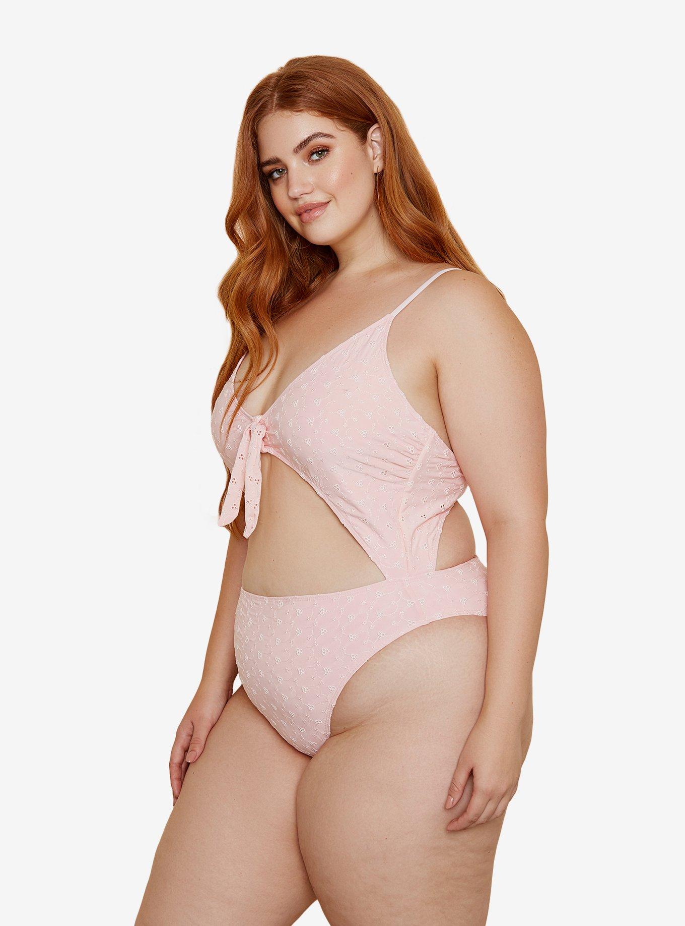 Dippin' Daisy's Glam Swimsuit Rosewater Eyelet Plus Size, PINK, alternate