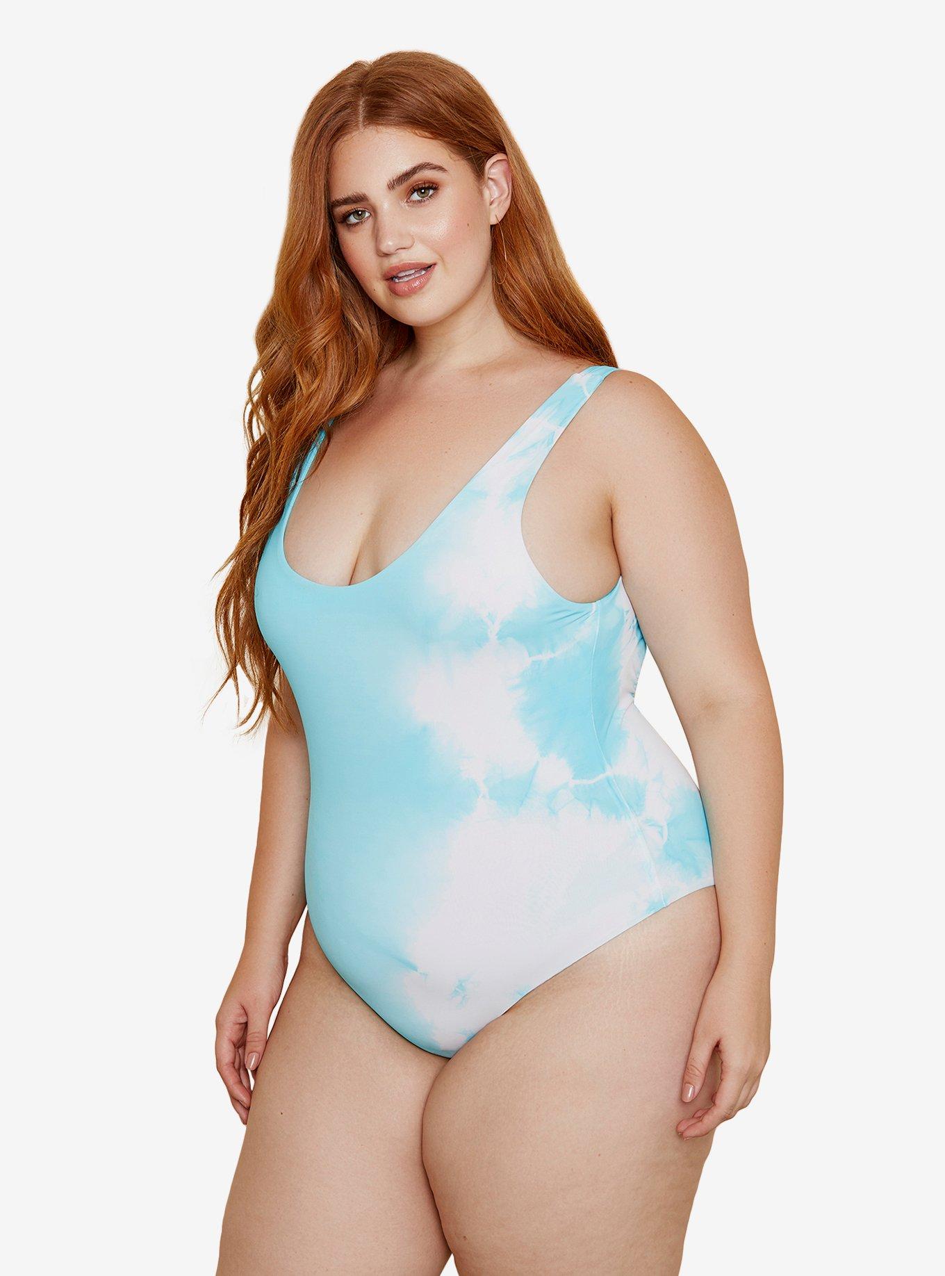 Dippin' Daisy's Serene Swimsuit Crystal Tie Dye Plus Size, BLUE, alternate