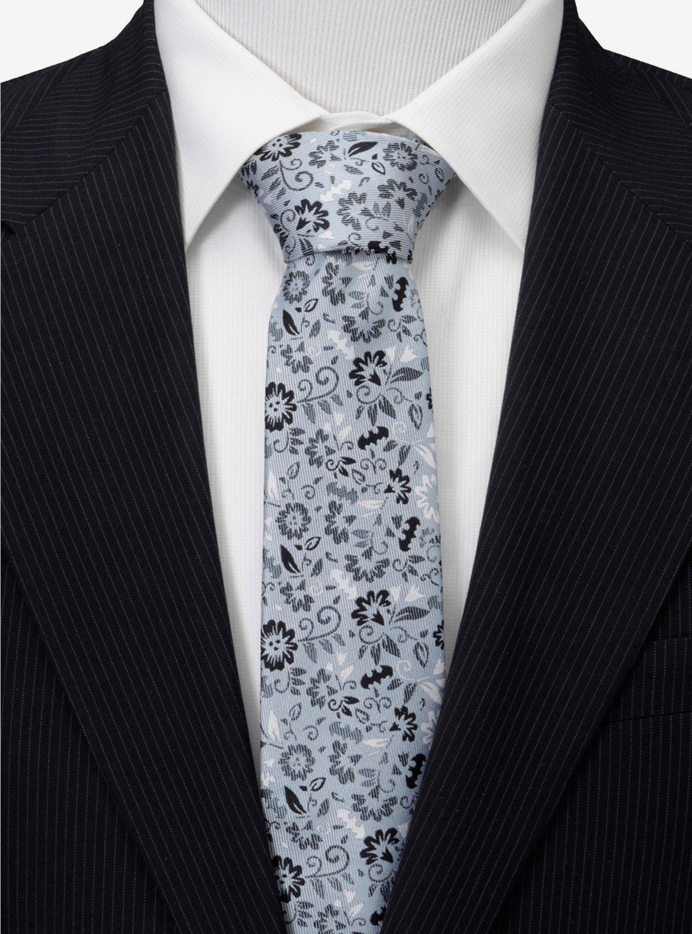 DC Comics Batman Patterned Floral Blue Tie, , alternate