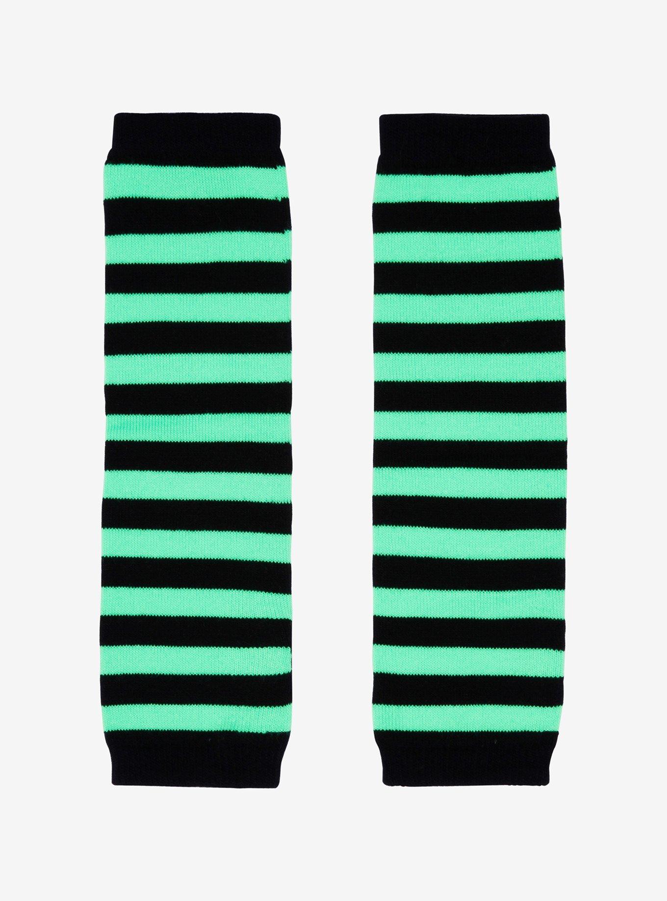 Neon Green & Black Stripe Arm Warmers, , alternate