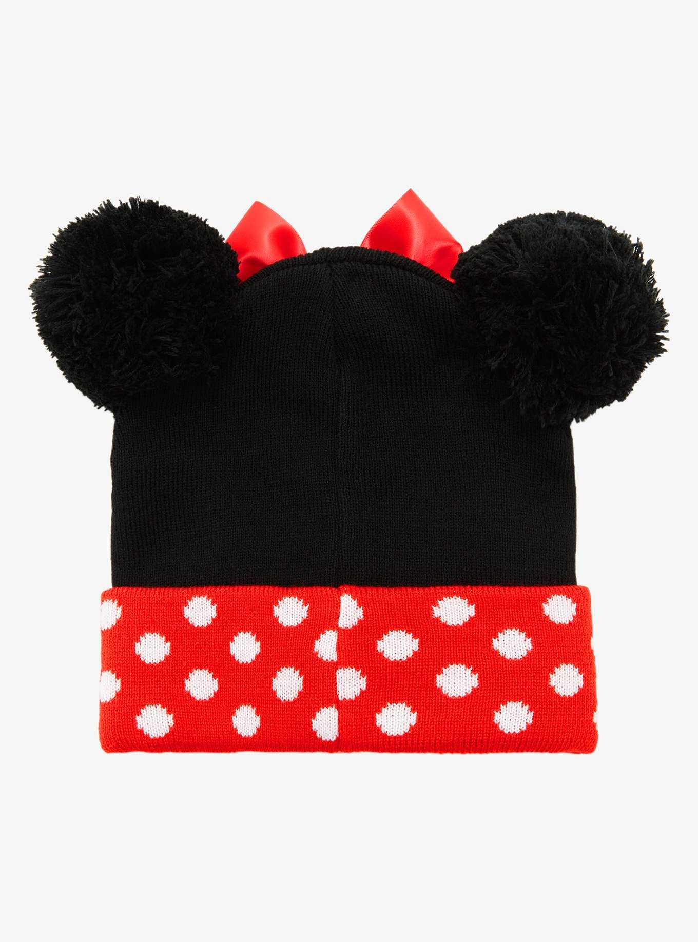 Disney Minnie Mouse Youth Pom Cuff Beanie - BoxLunch Exclusive, , hi-res
