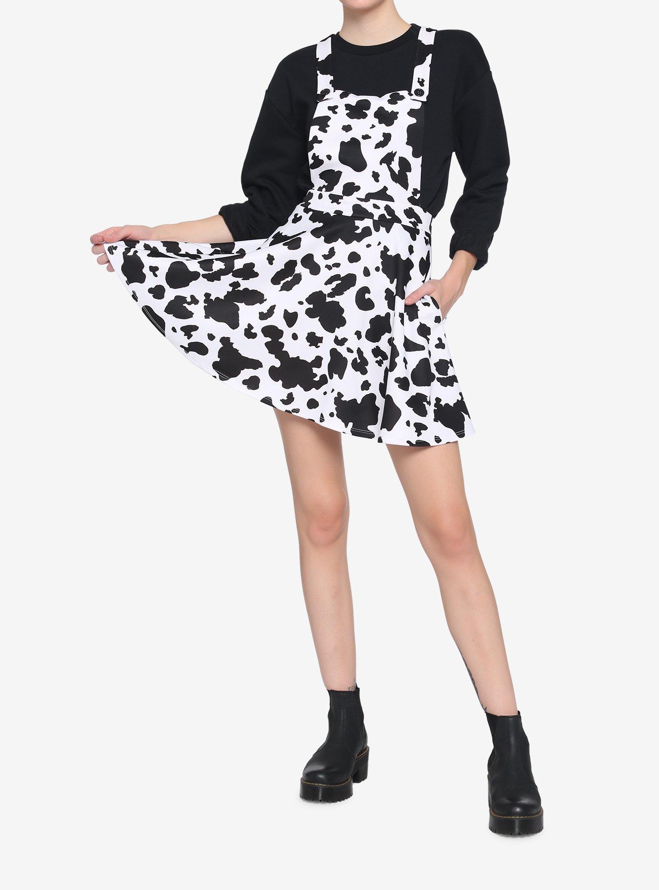 Cow Print Skirtall, COW-BLACK WHITE, alternate