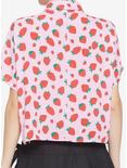 Pink Strawberry Boxy Fit Girls Woven Button-Up, PINK, alternate