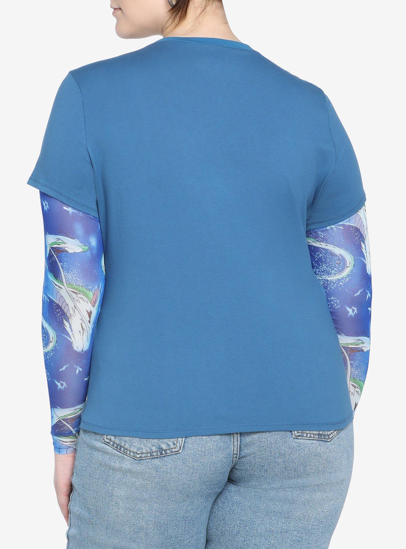 Her Universe Studio Ghibli Spirited Away Haku Mesh Girls Long-Sleeve Top Plus Size, MULTI, alternate