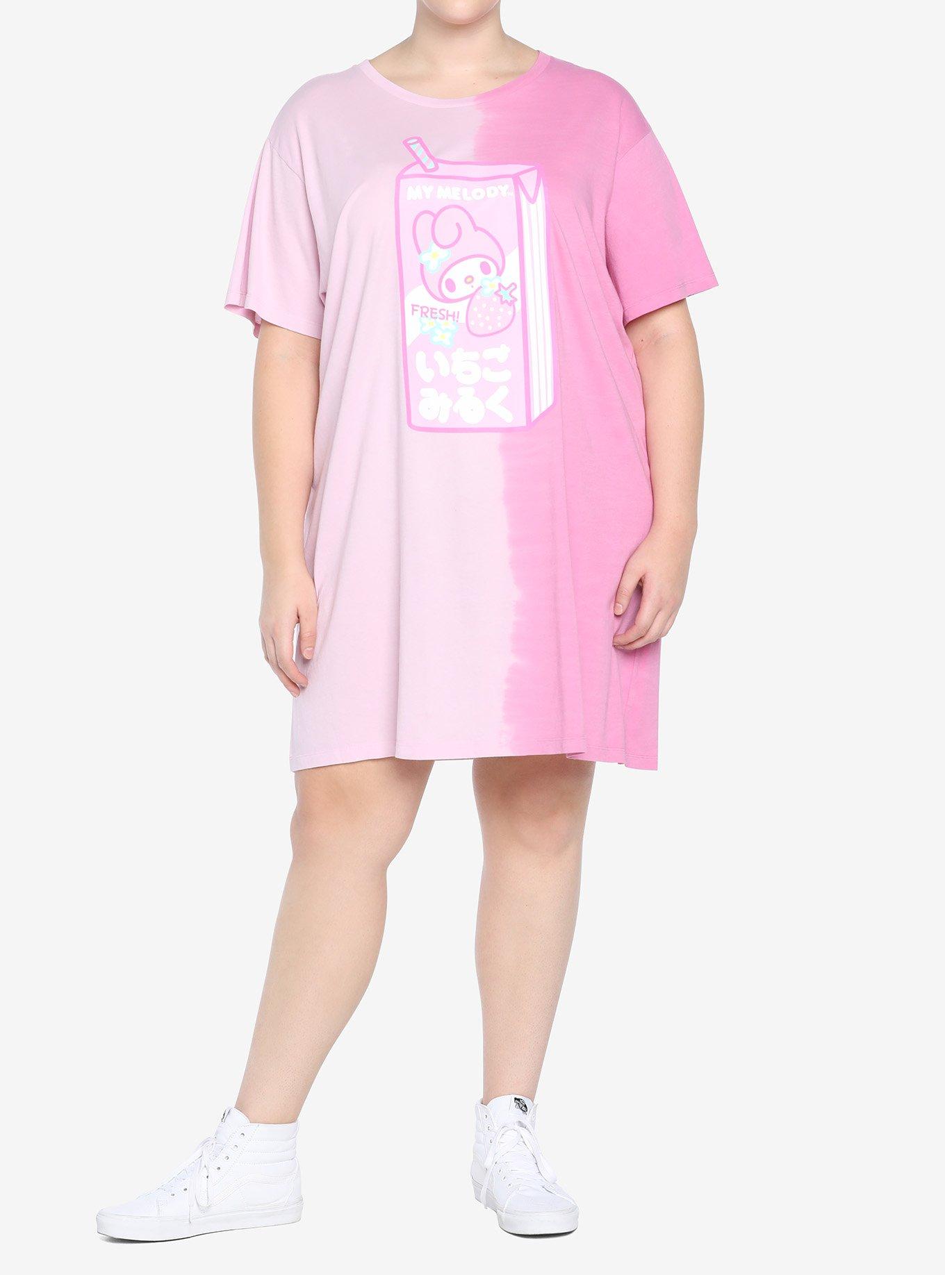 My Melody Strawberry Milk Oversized T-Shirt Dress Plus Size, MULTI, alternate