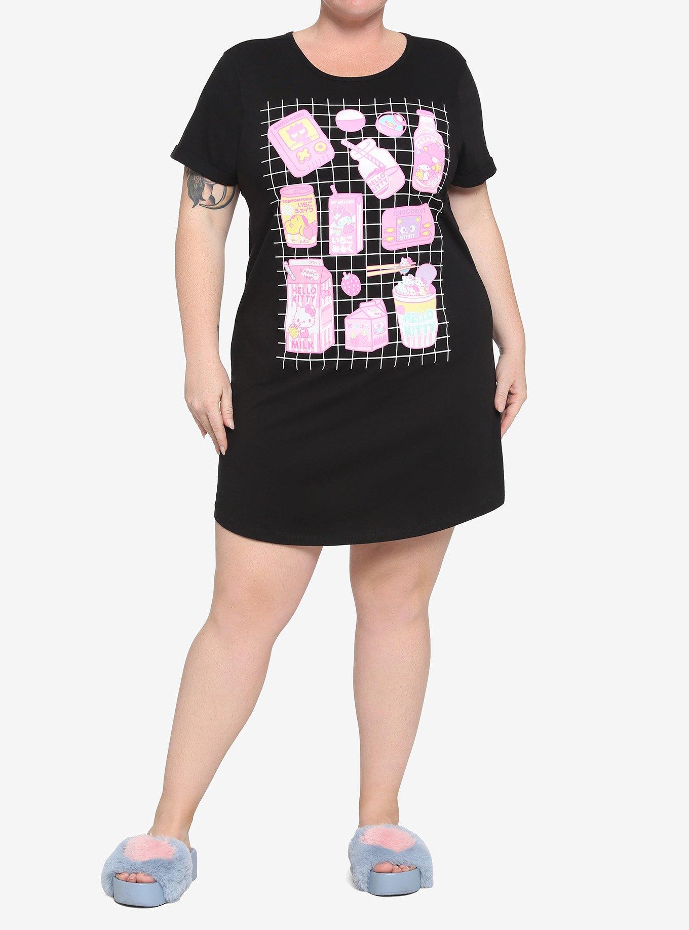 Hello Kitty And Friends Snacks & Games Grid T-Shirt Dress Plus Size, MULTI, alternate