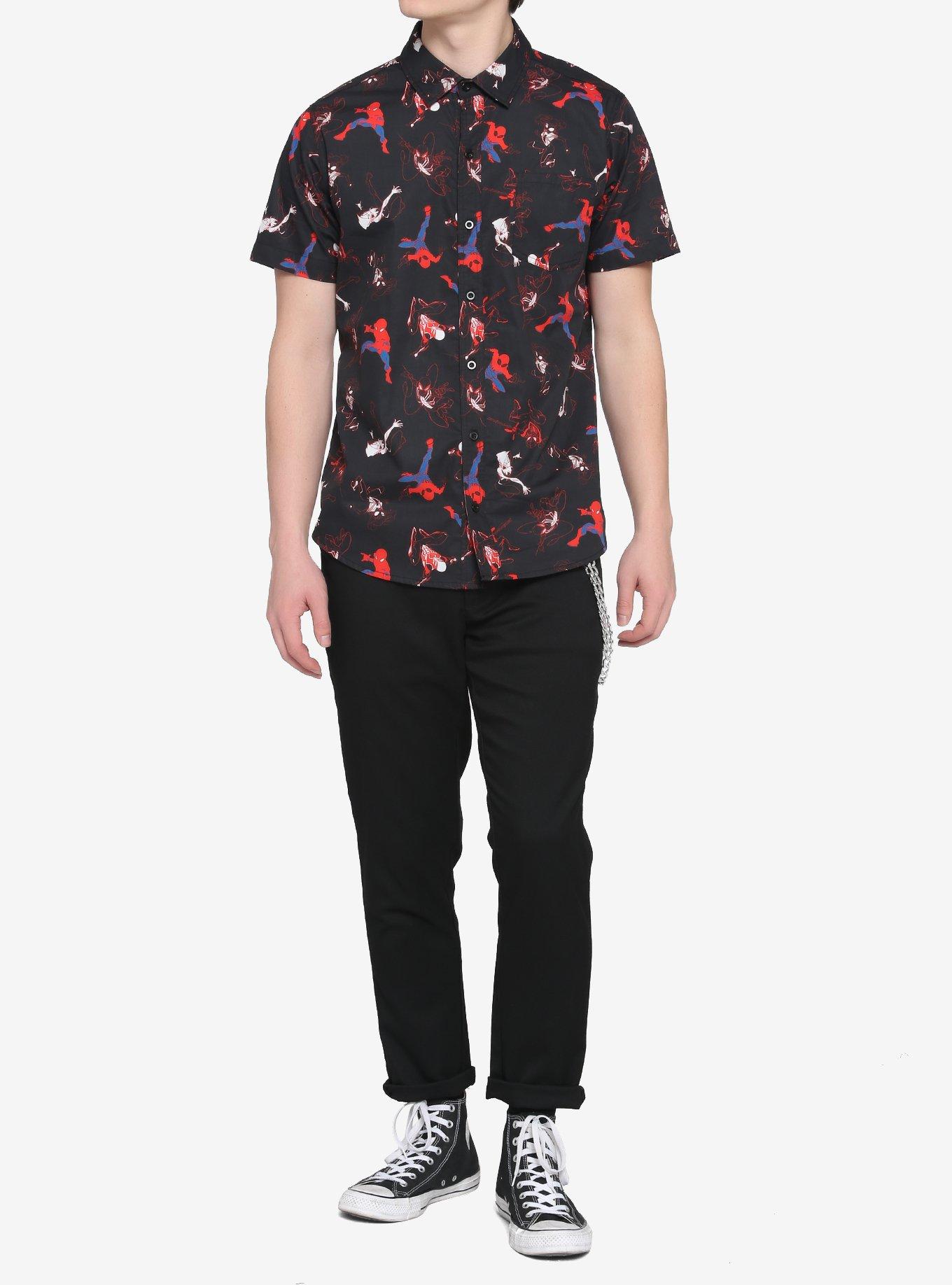 Our Universe Marvel Spider-Man Allover Woven Button-Up, MULTI, alternate