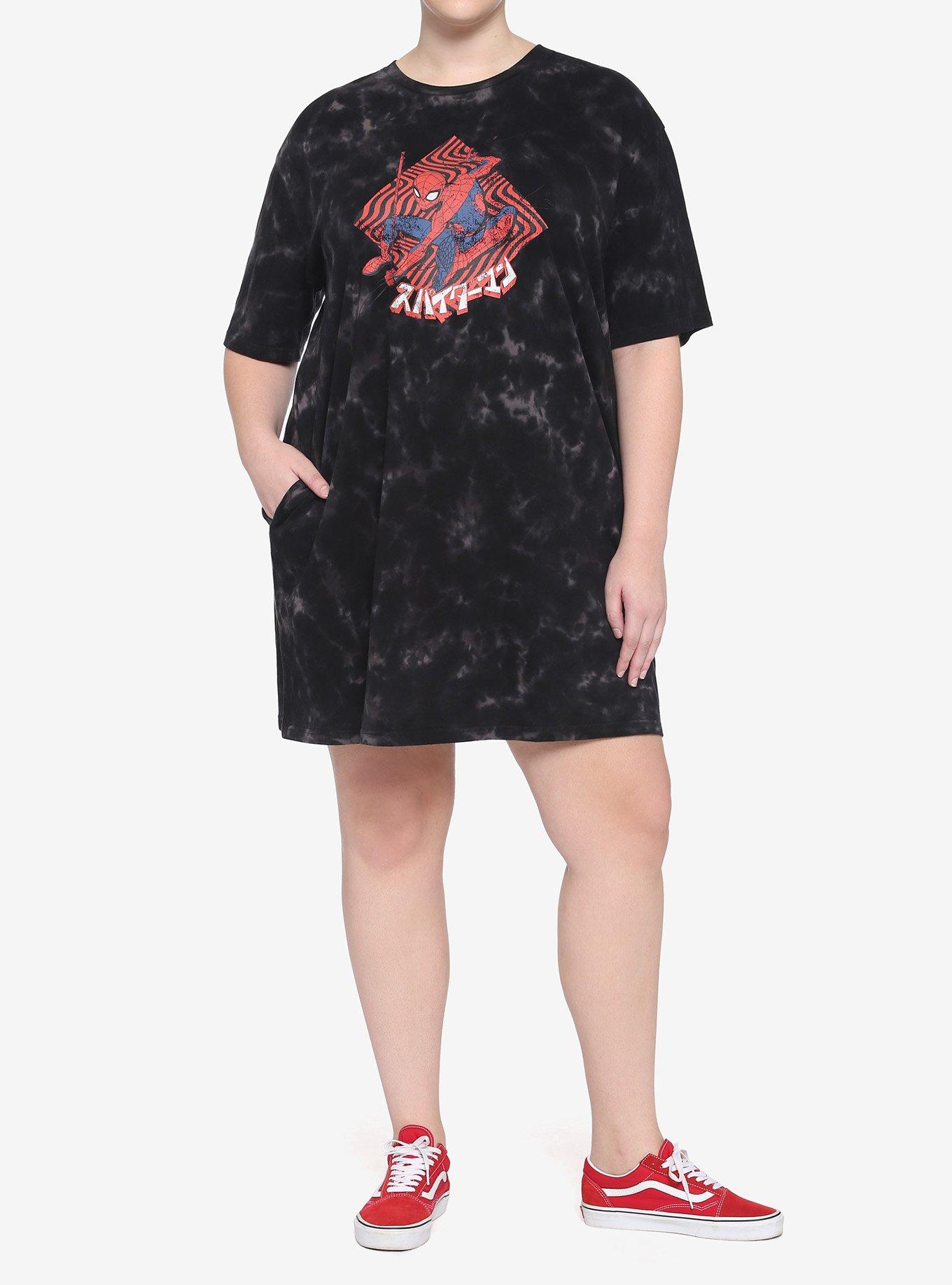 Her Universe Marvel Spider-Man Tie-Dye T-Shirt Dress Plus Size, MULTI, alternate