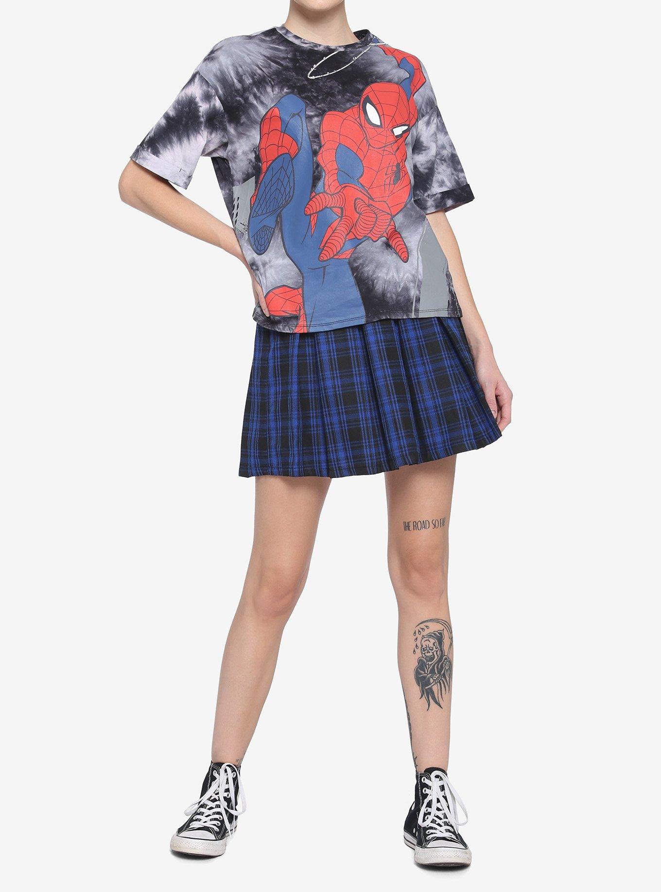 Her Universe Marvel Spider-Man In Action Tie-Dye Girls T-Shirt, MULTI, alternate