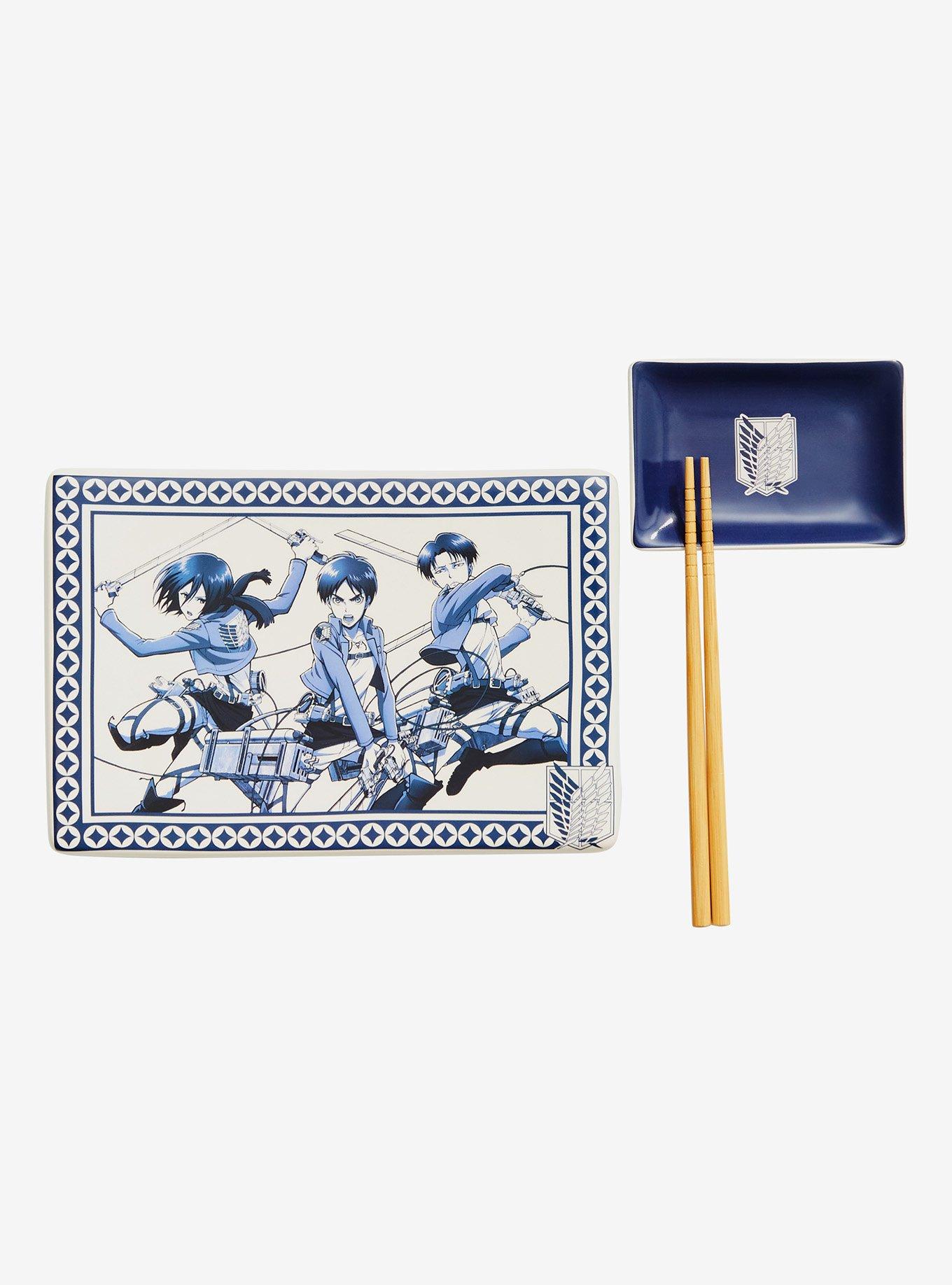 Attack on Titan Mikasa, Eren, & Levi Tonal Sushi Set with Chopsticks, , alternate