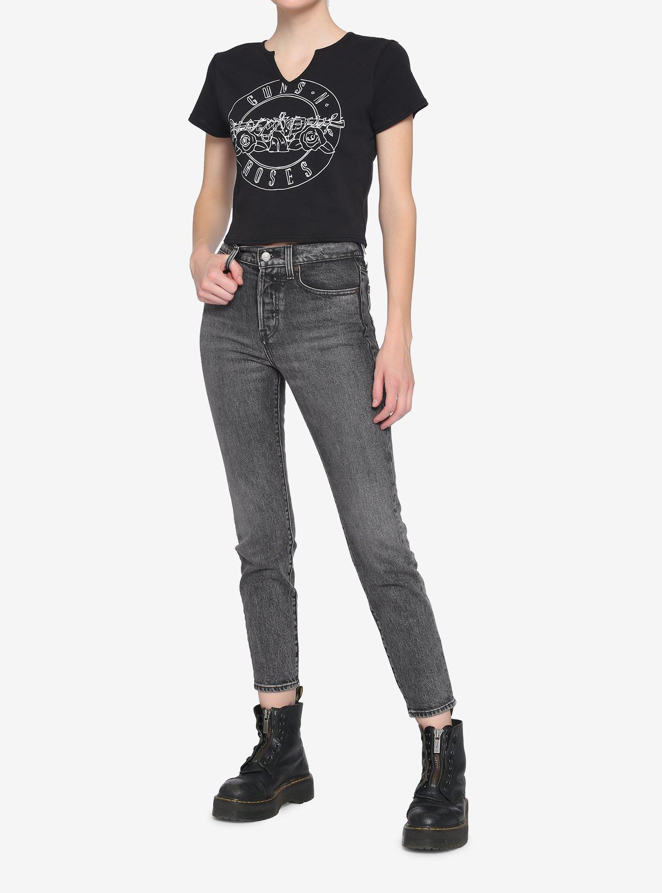 Guns N' Roses Logo Girls Babydoll T-Shirt, BLACK, alternate
