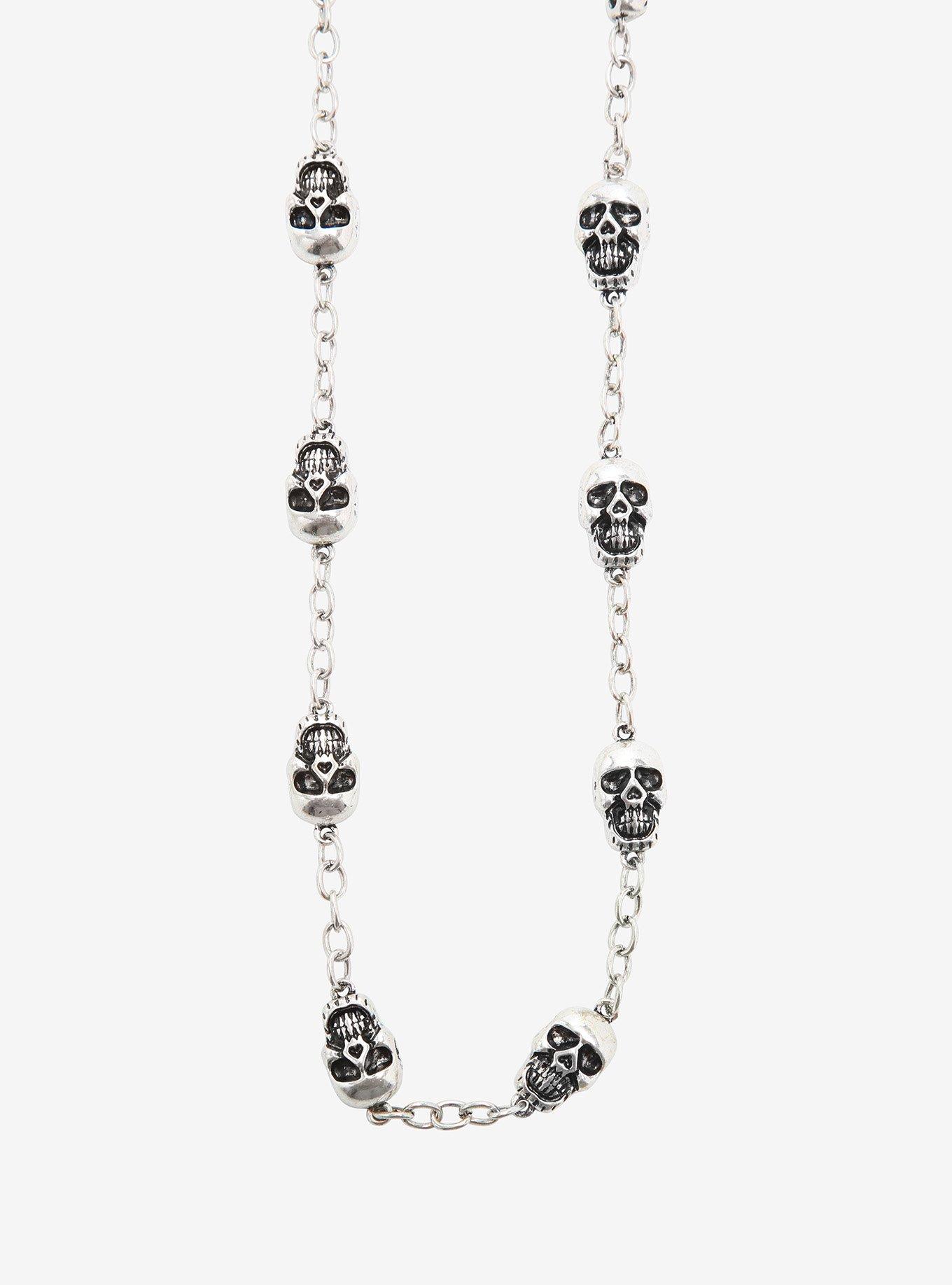 Silver 24 Inch Skulls Wallet Chain, , alternate