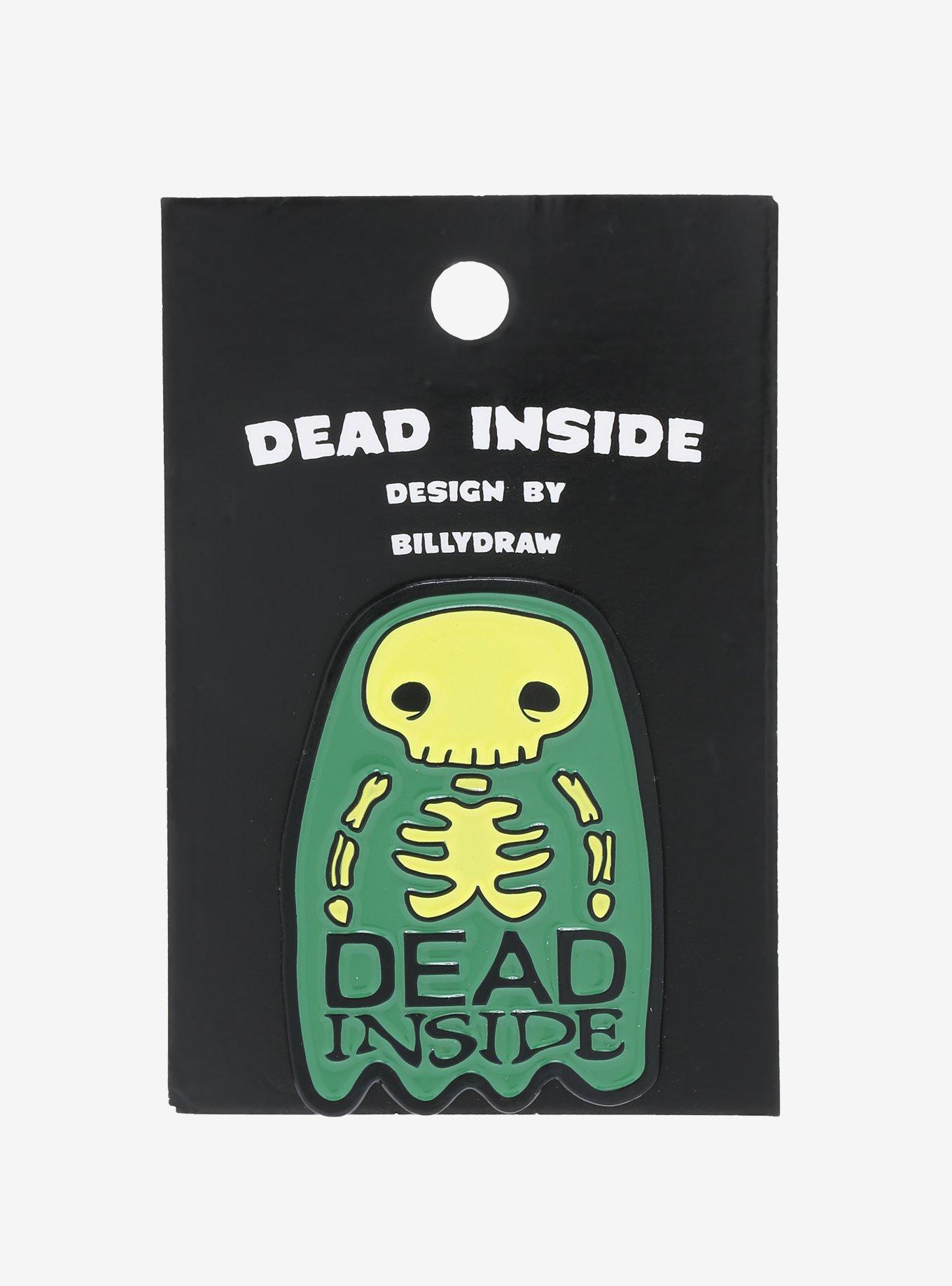 Dead Inside Skeleton Ghost Enamel Pin By Billydraw, , alternate