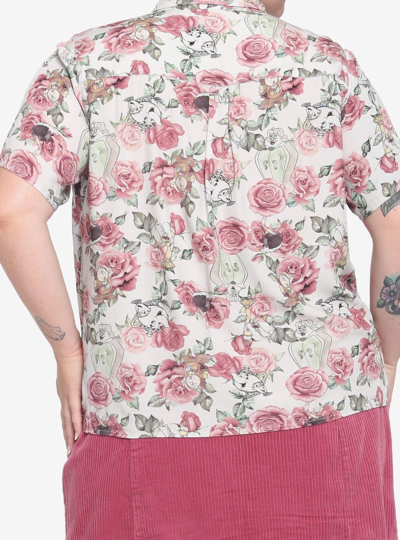 Disney Beauty & The Beast Rose Woven Button-Up Plus Size, MULTI, alternate