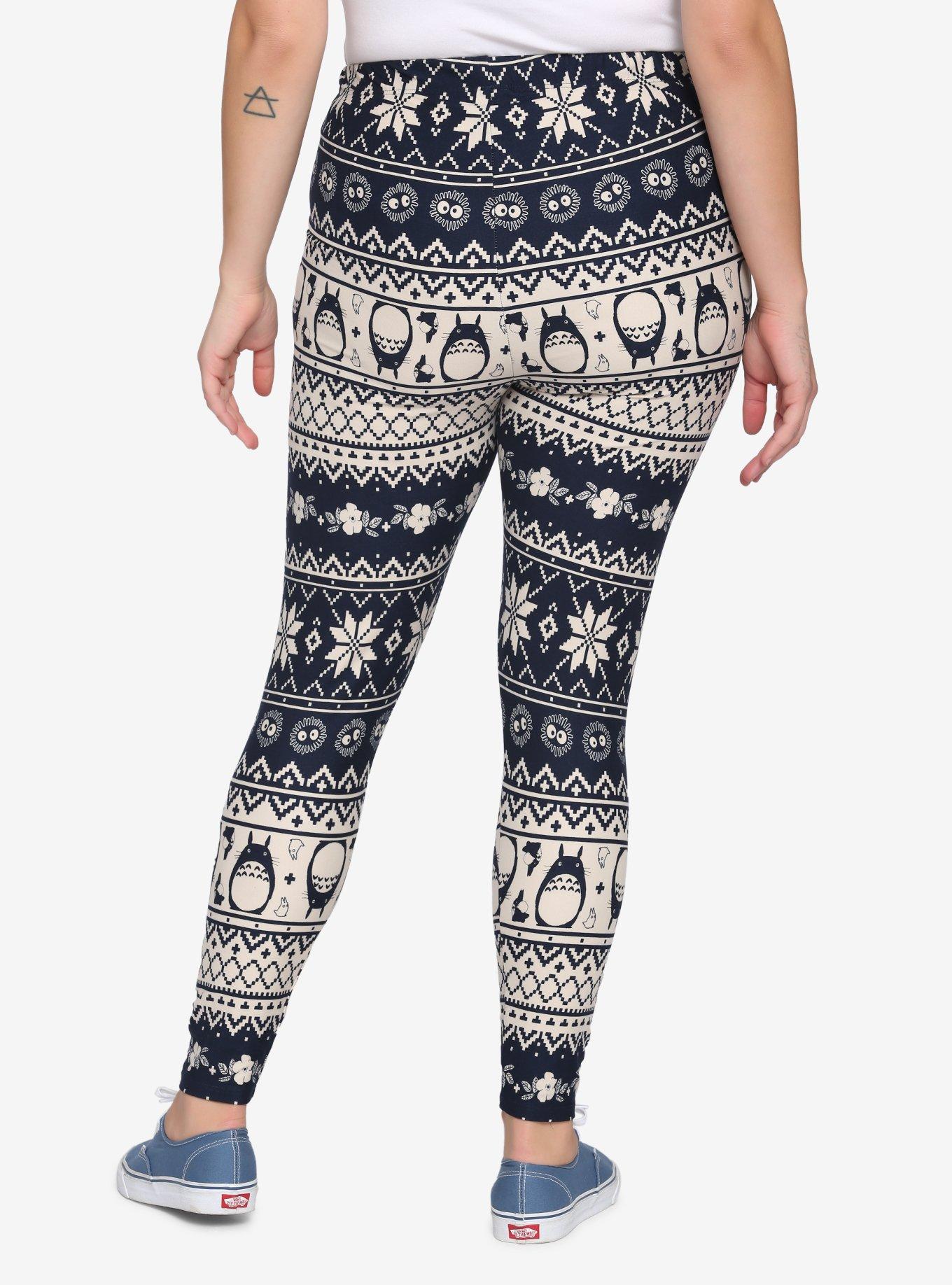 Studio Ghibli My Neighbor Totoro Navy Fair Isle Leggings Plus Size, MULTI, alternate