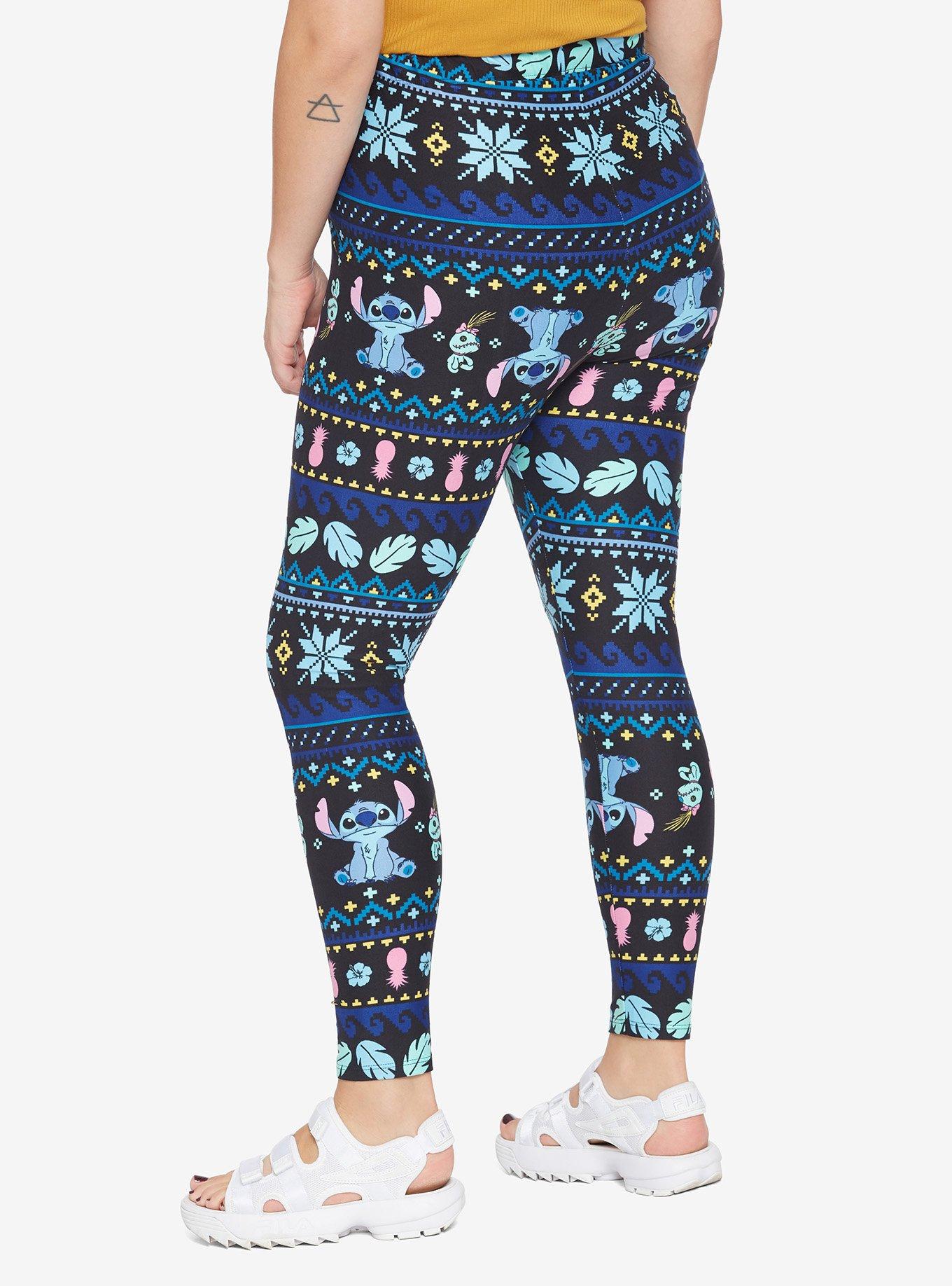 Disney Lilo & Stitch Blue Fair Isle Leggings Plus Size