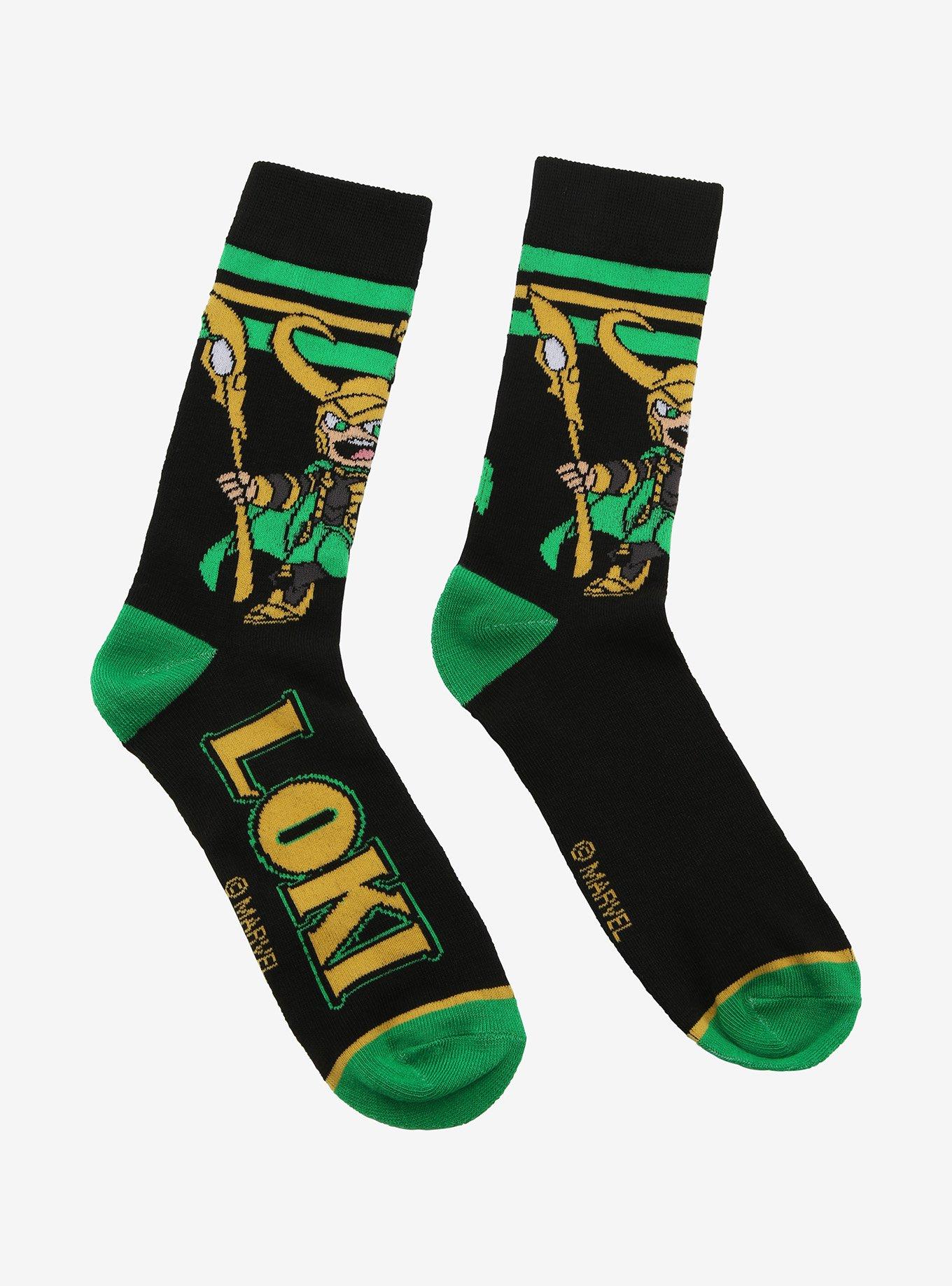 Marvel Chibi Loki Crew Socks, , alternate