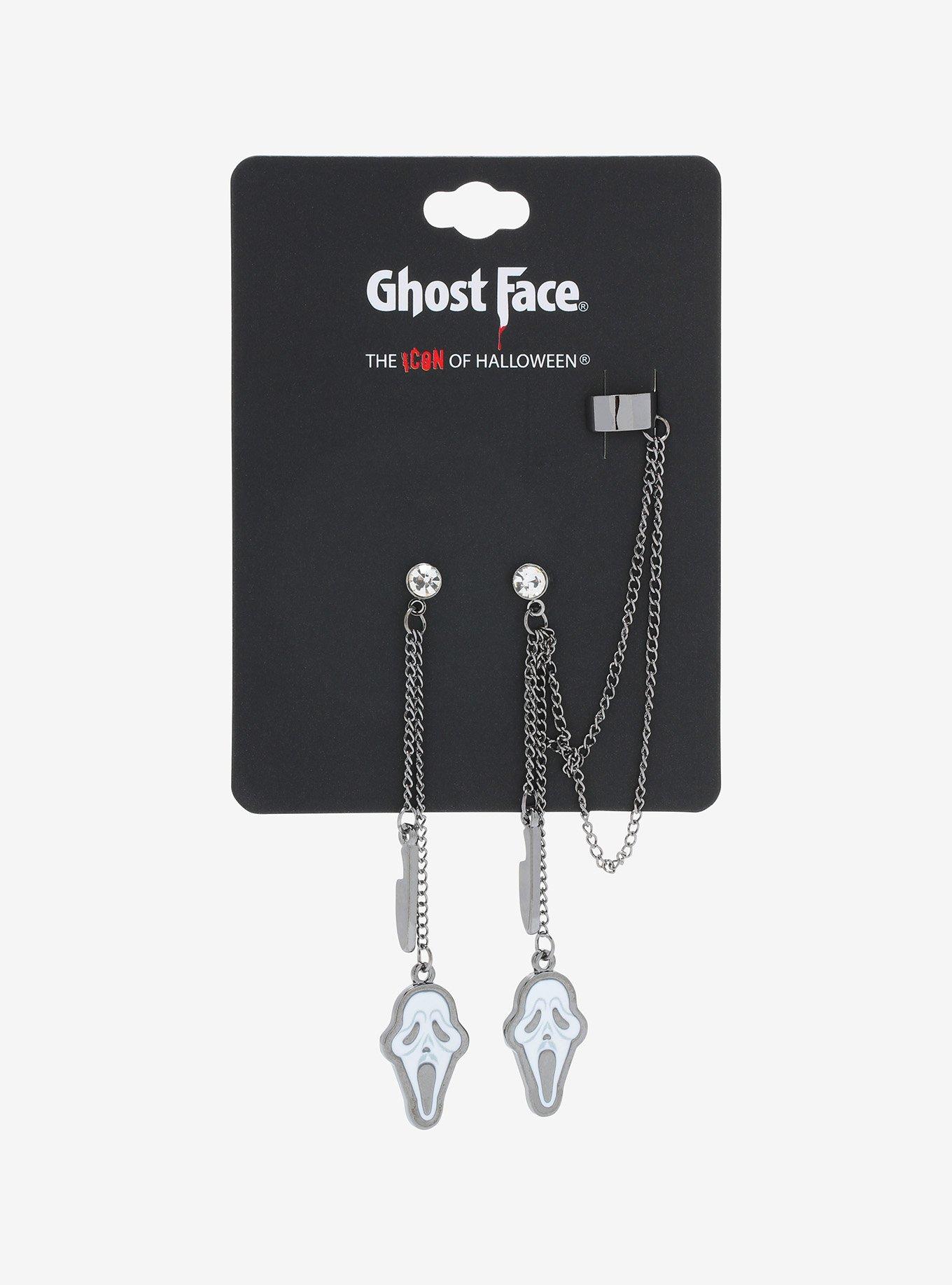 Scream Ghost Face Cuff Earrings, , alternate