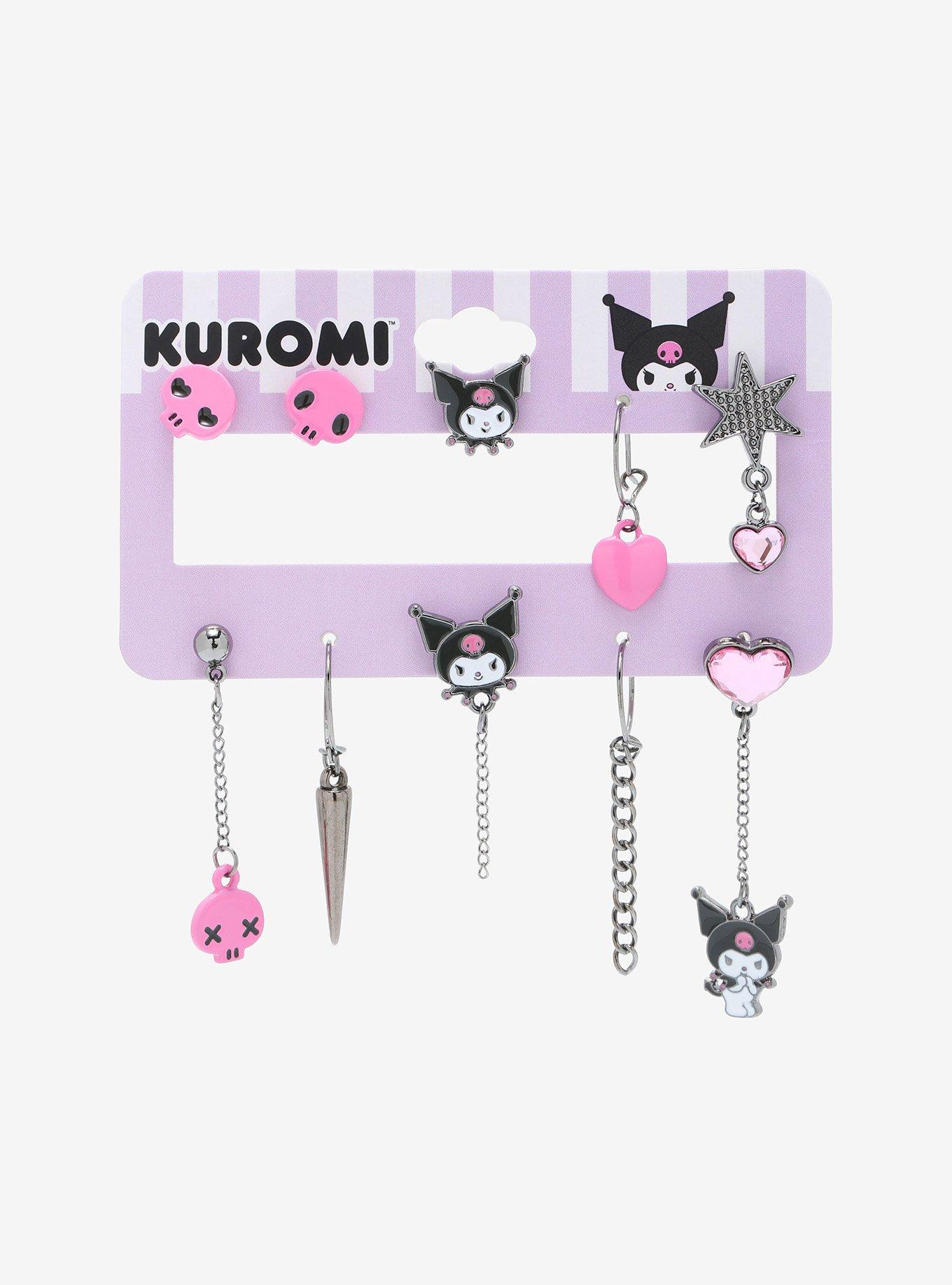 Kuromi Hearts & Skulls Mismatch Earring Set, , alternate