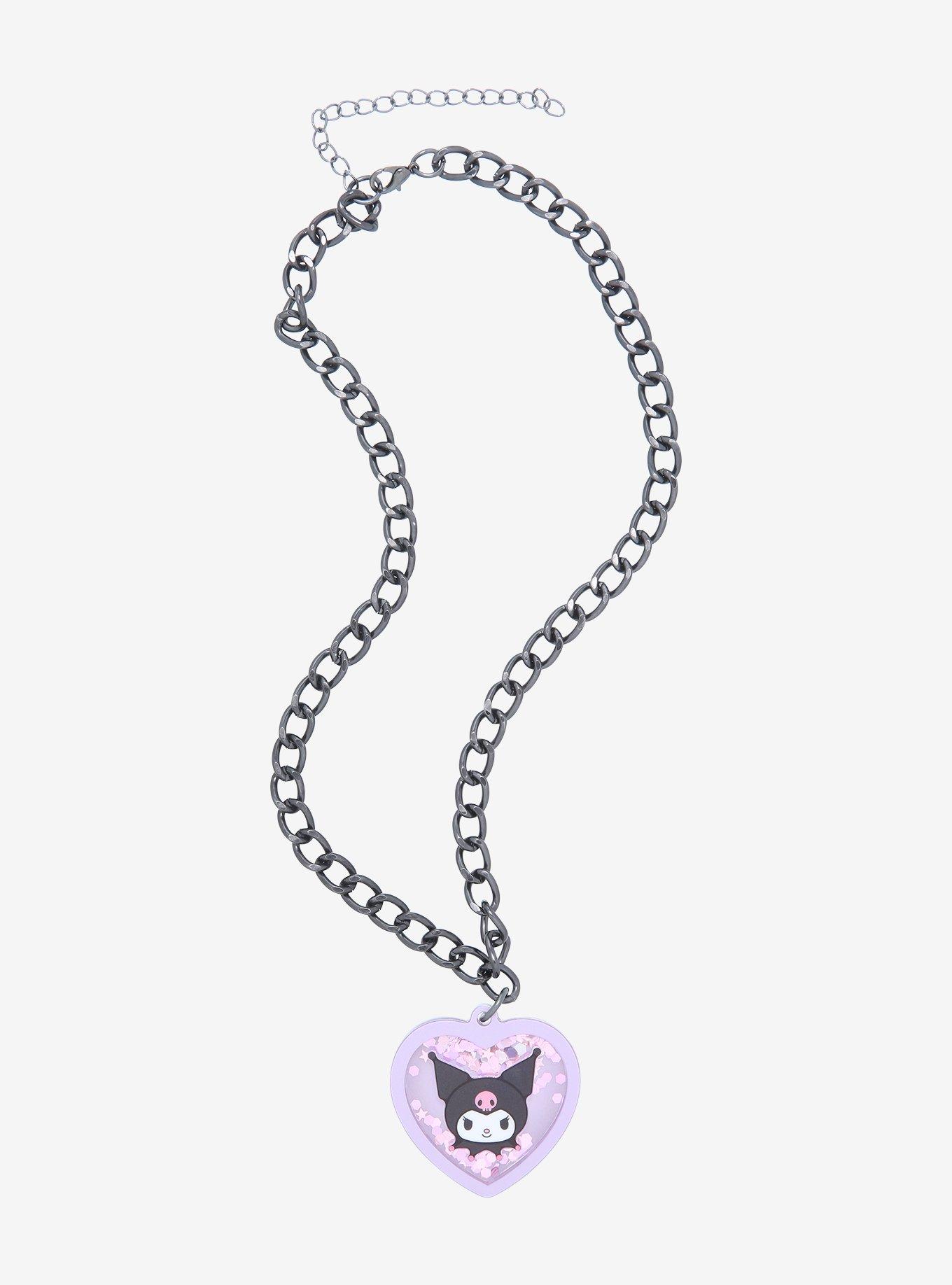 Kuromi Heart Shaker Charm Necklace, , alternate