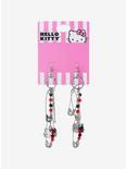 Hello Kitty Safety Pin Chain Drop Earrings, , alternate