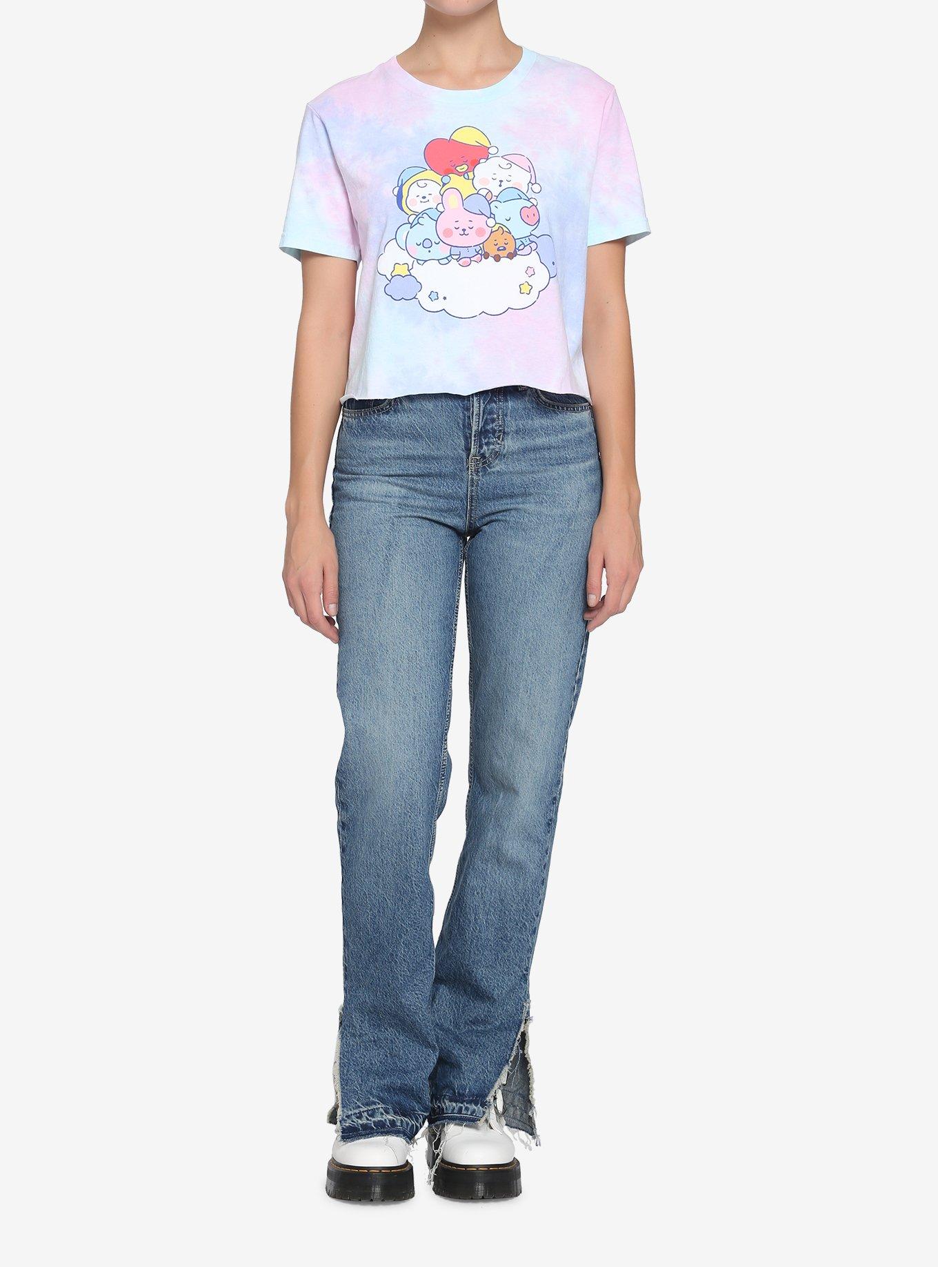 BT21 Pastel Dream Cloud Tie-Dye Crop Girls T-Shirt, MULTI, alternate