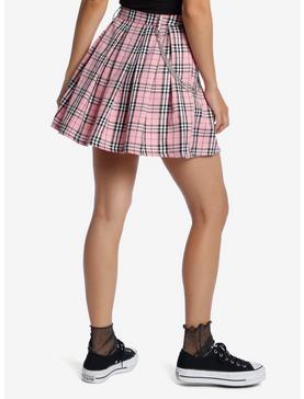 Pink Plaid Pleated Chain Skirt, , hi-res