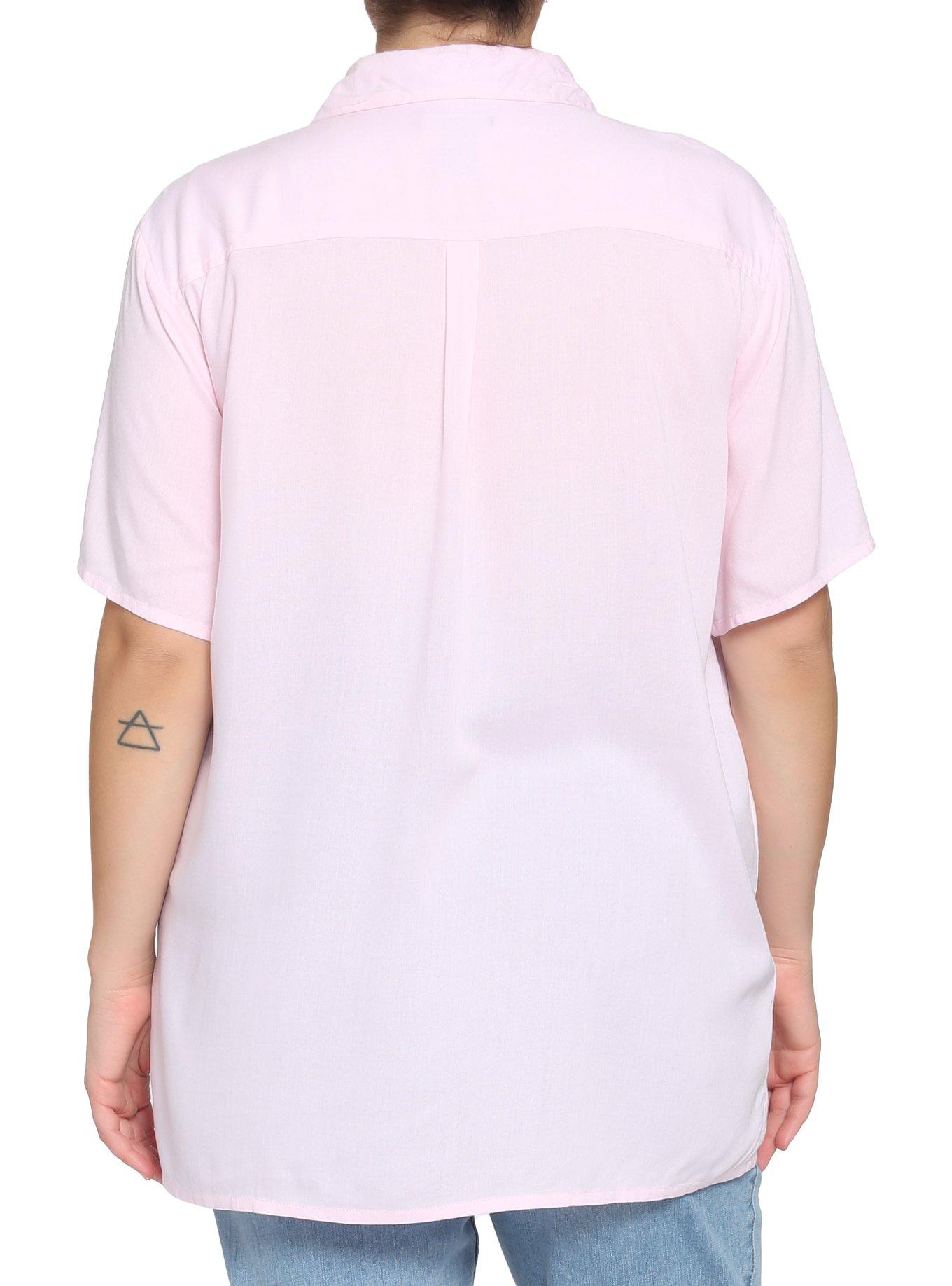 Kawaii Pastel Bunny Bow Girls Woven Button-Up Plus Size, MULTI, alternate