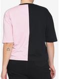Pink & Black Girls Crop T-Shirt Plus Size, MULTI, alternate