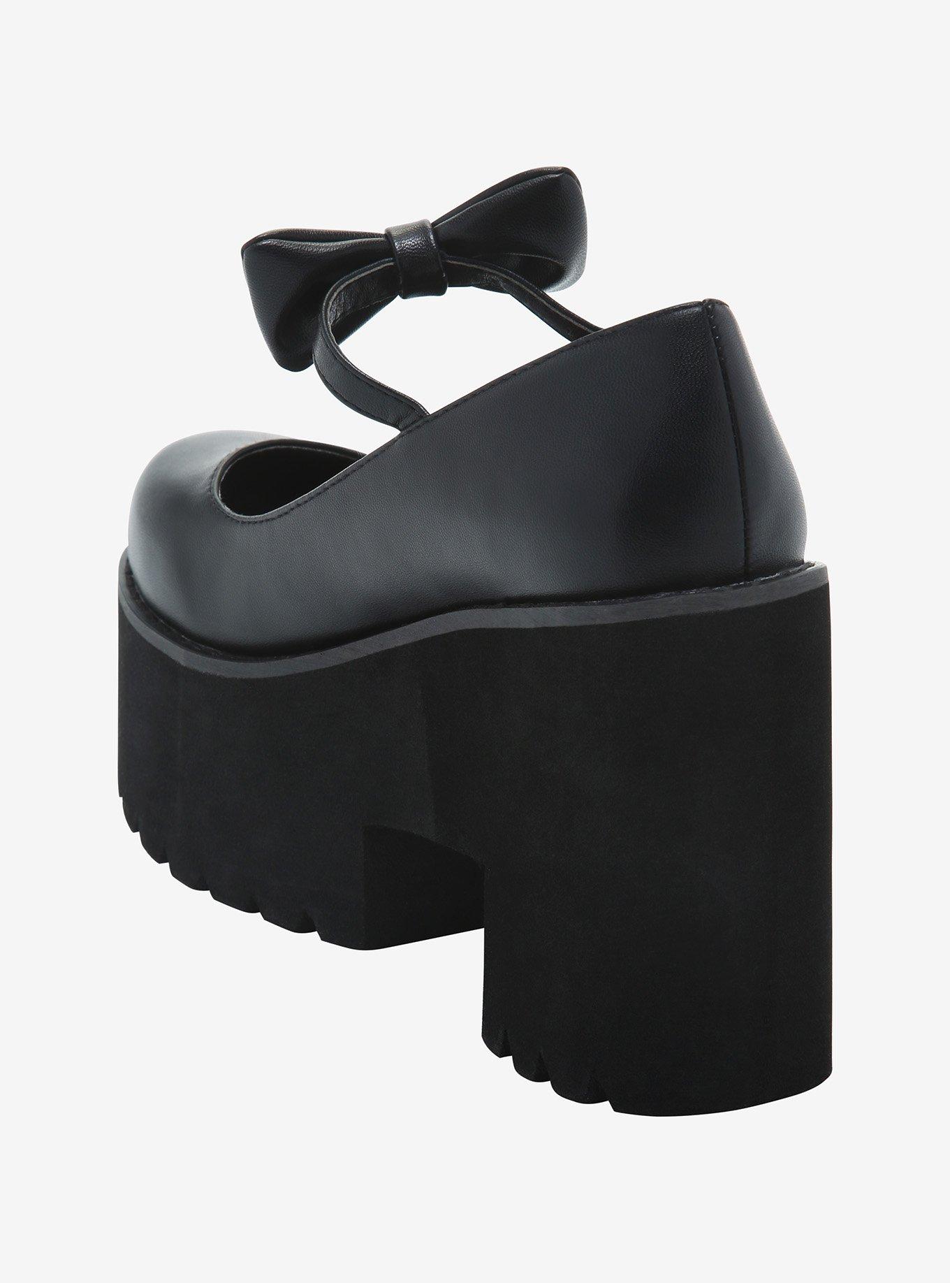 Black Bow Strap Platform Mary Janes, MULTI, alternate