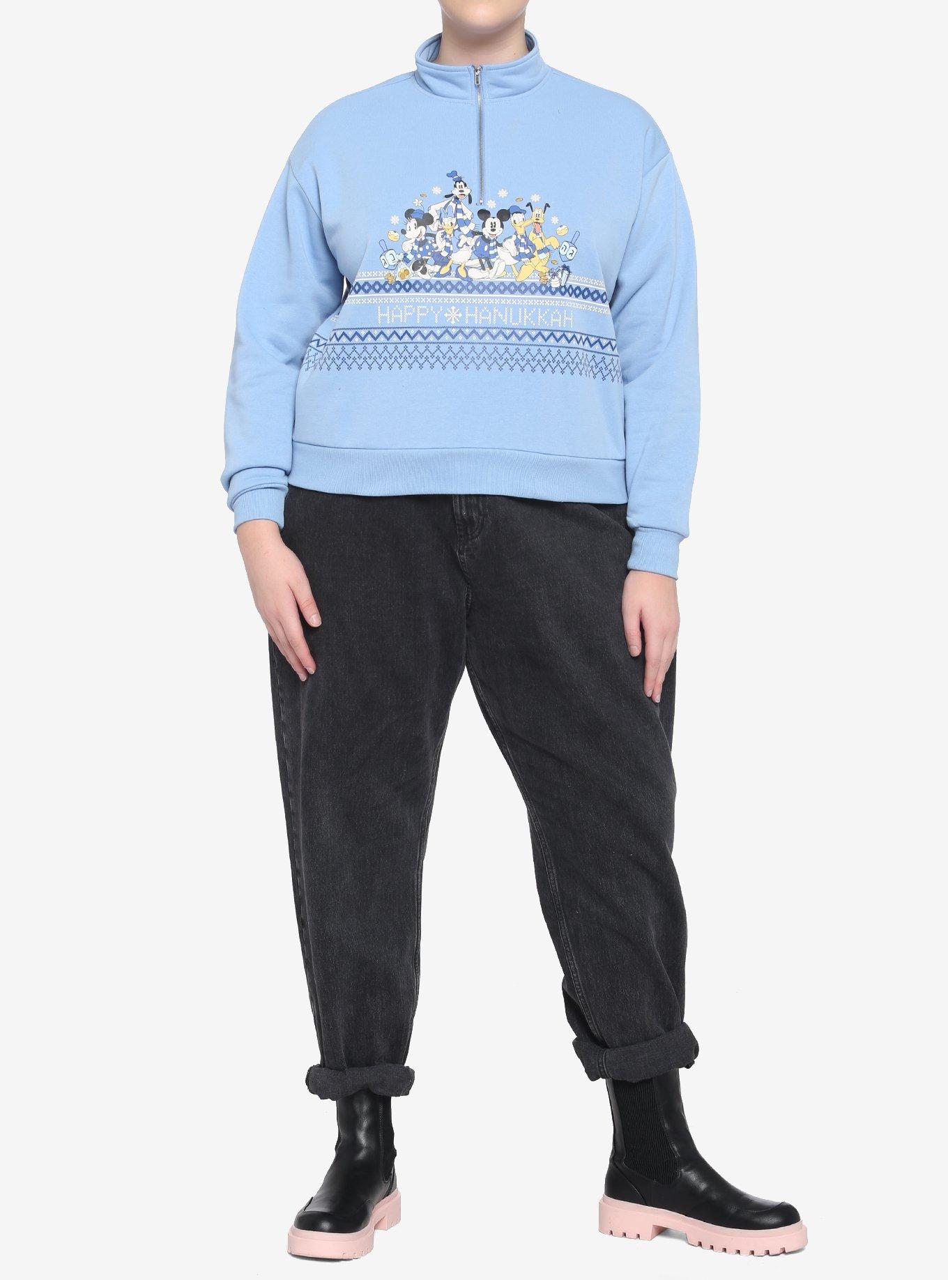 Her Universe Disney Holiday Hanukkah Half-Zip Crop Pullover Plus Size, MULTI, alternate