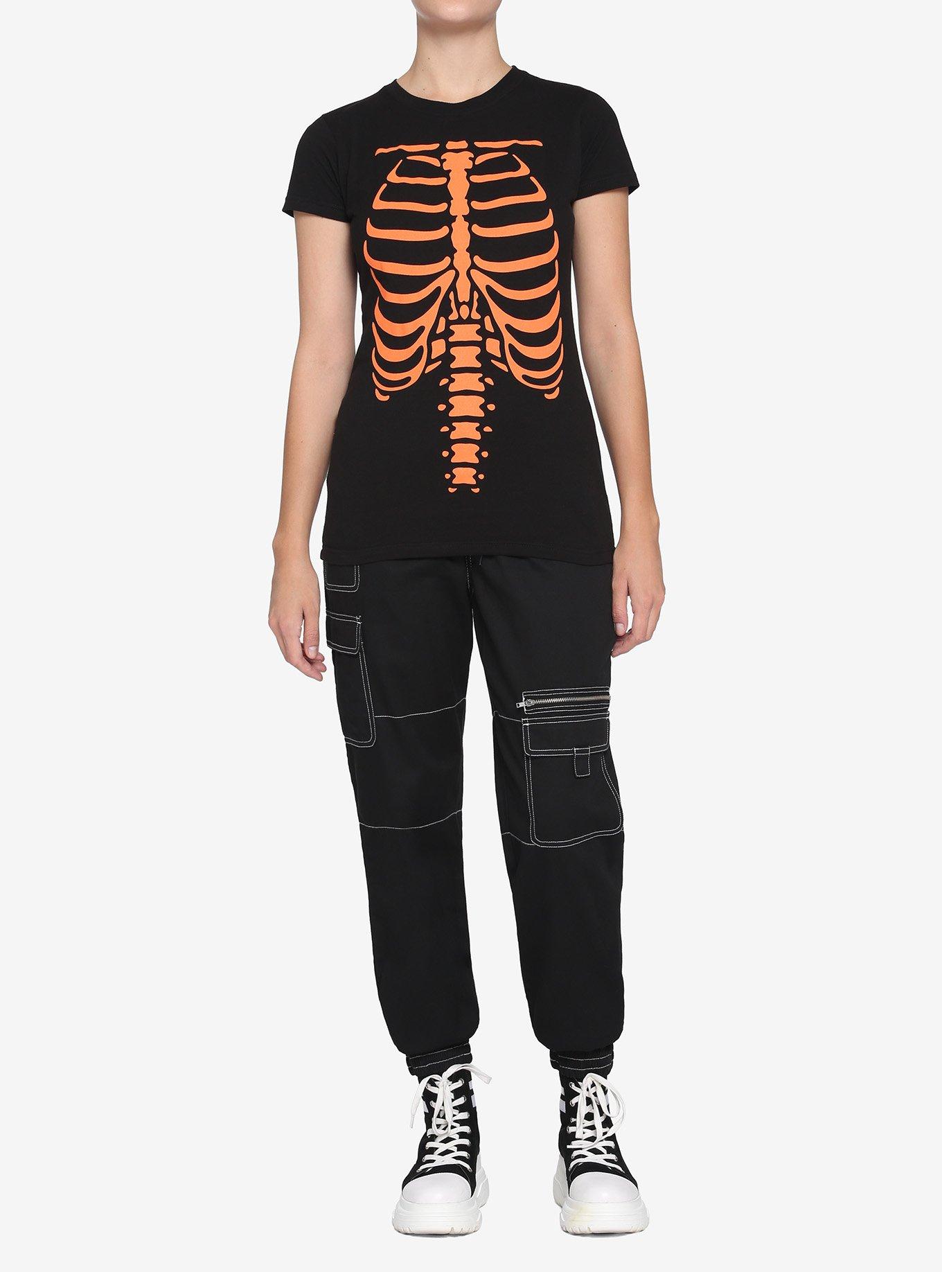 Orange & Black Rib Cage Girls T-Shirt, ORANGE, alternate