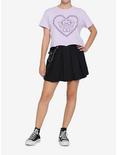 Lilac Demon Bear Chain Heart Girls Crop T-Shirt, PURPLE, alternate